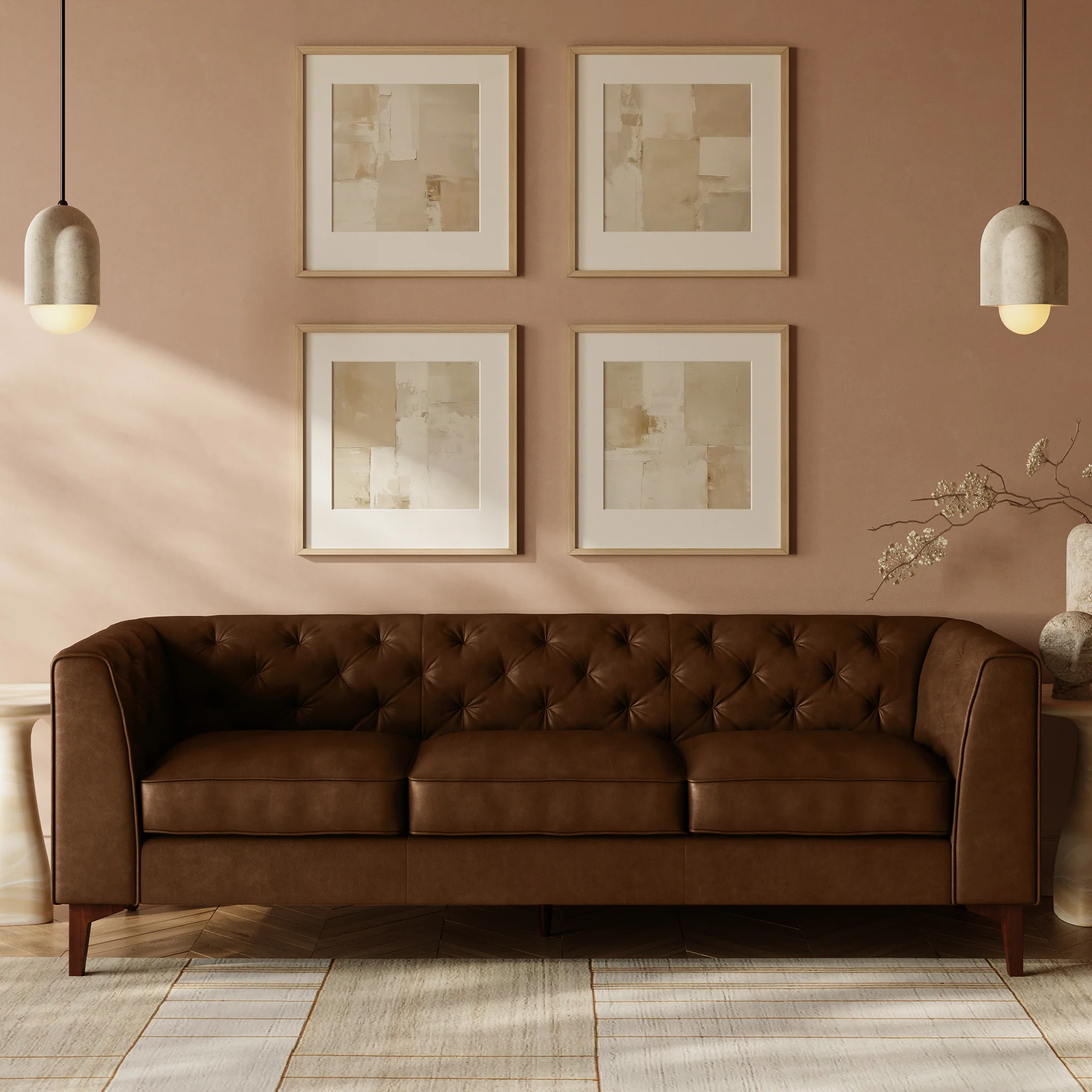 Essex 89" Leather Sofa | Cocoa Brown - Image 2