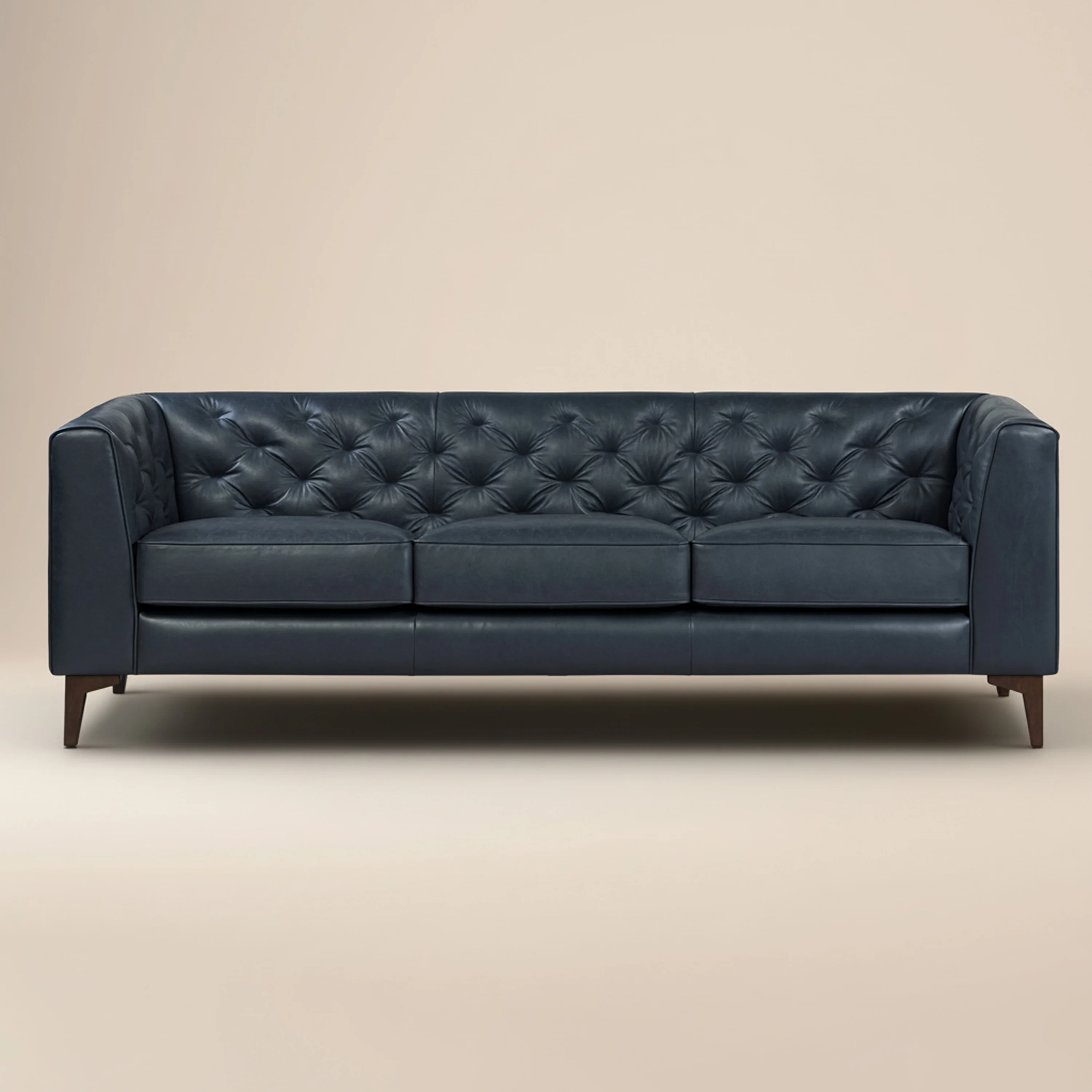 Essex 89" Leather Sofa | Deepsky Blue
