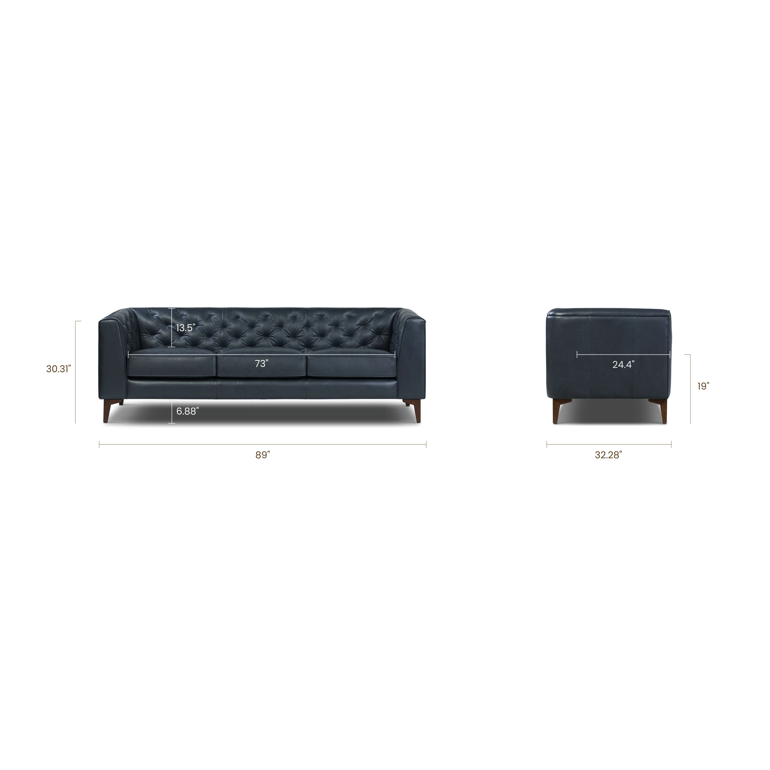 Essex 89" Leather Sofa | Deepsky Blue - Image 13