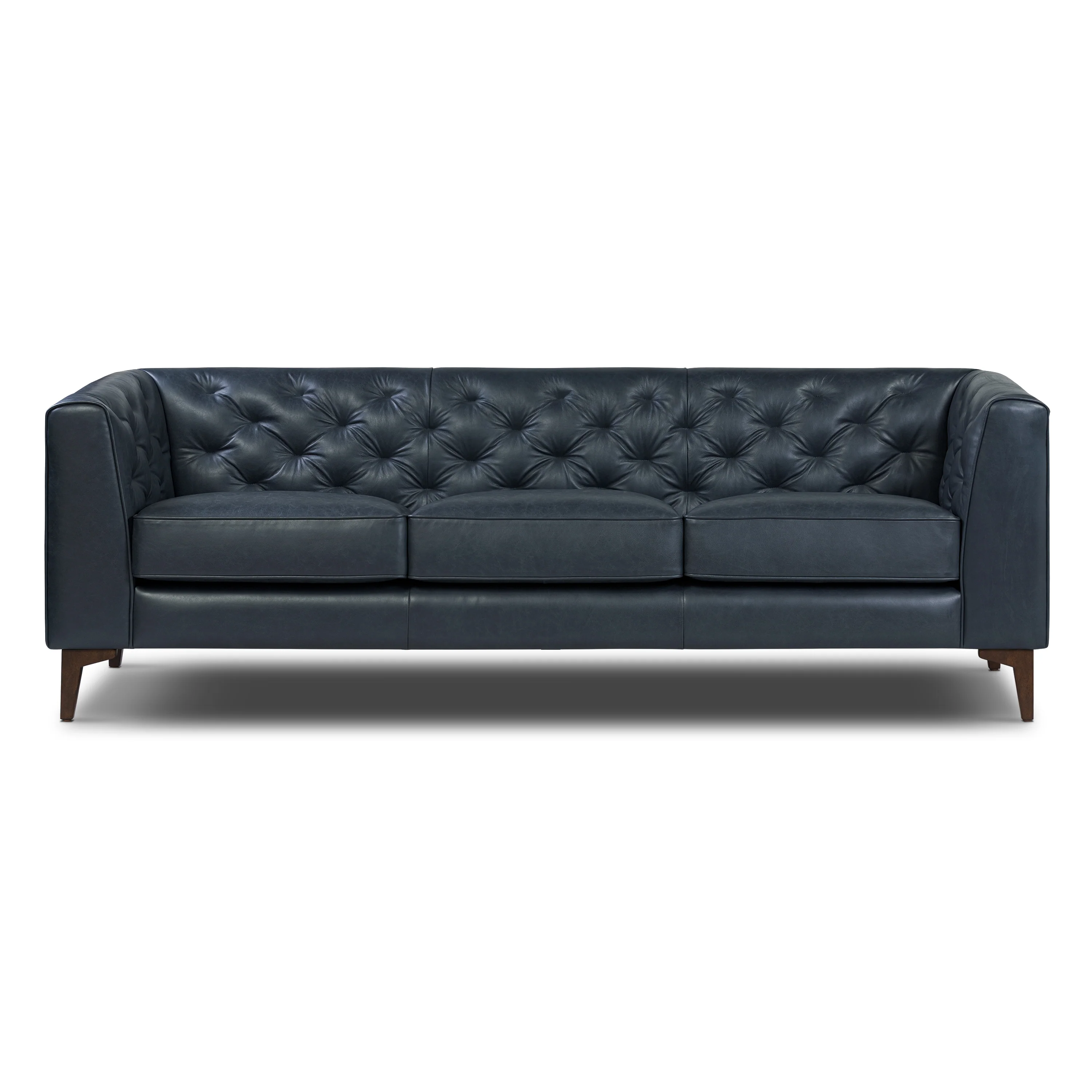 Essex 89" Leather Sofa | Deepsky Blue - Image 3