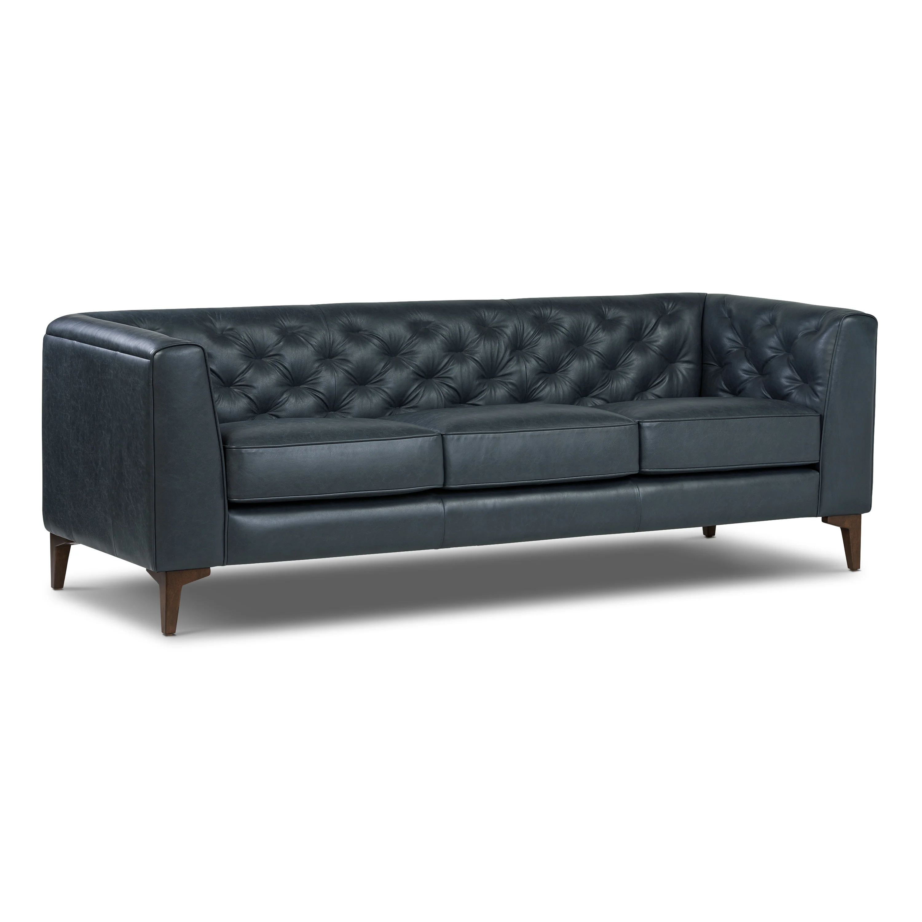 Essex 89" Leather Sofa | Deepsky Blue - Image 4
