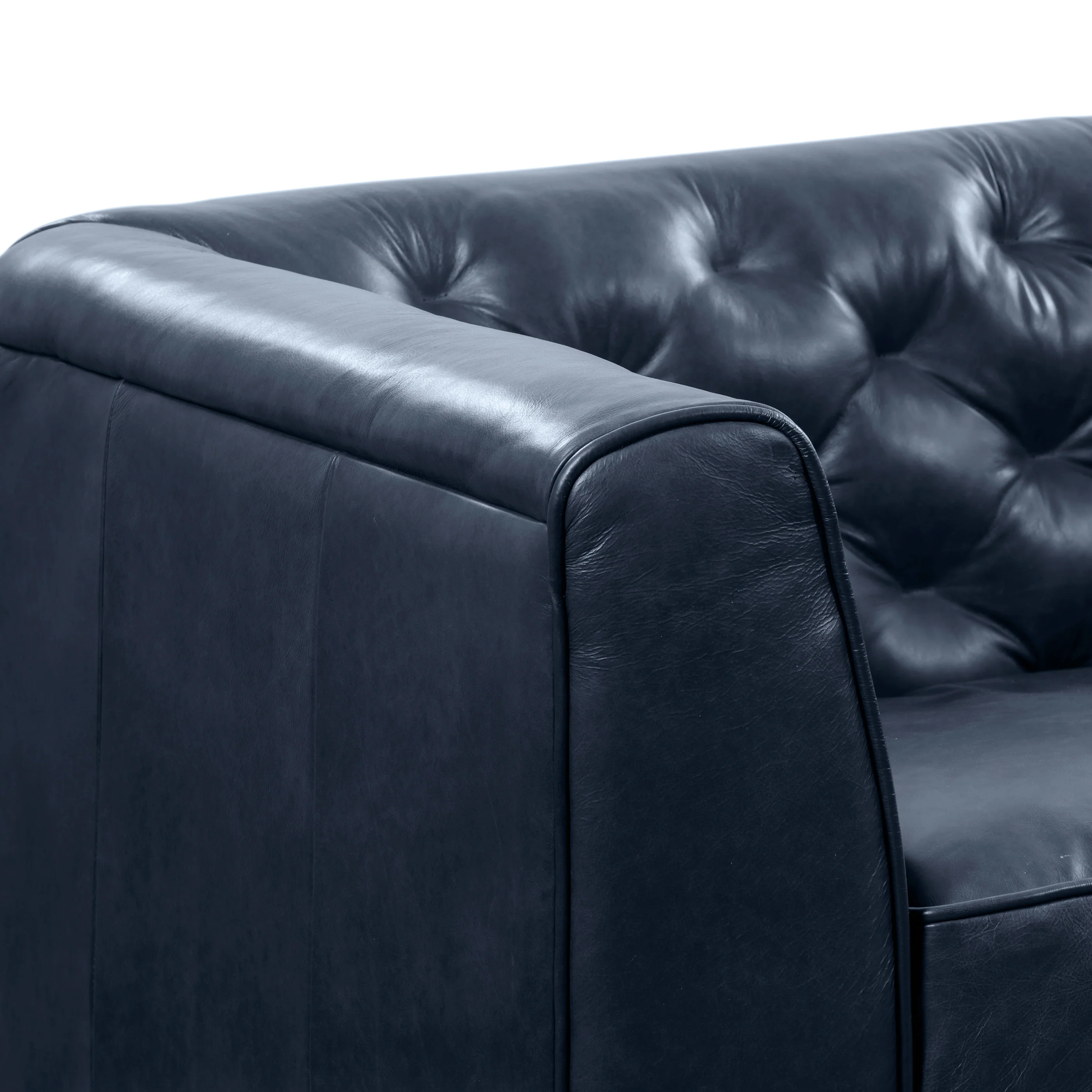 Essex 89" Leather Sofa | Midnight Blue - Image 11