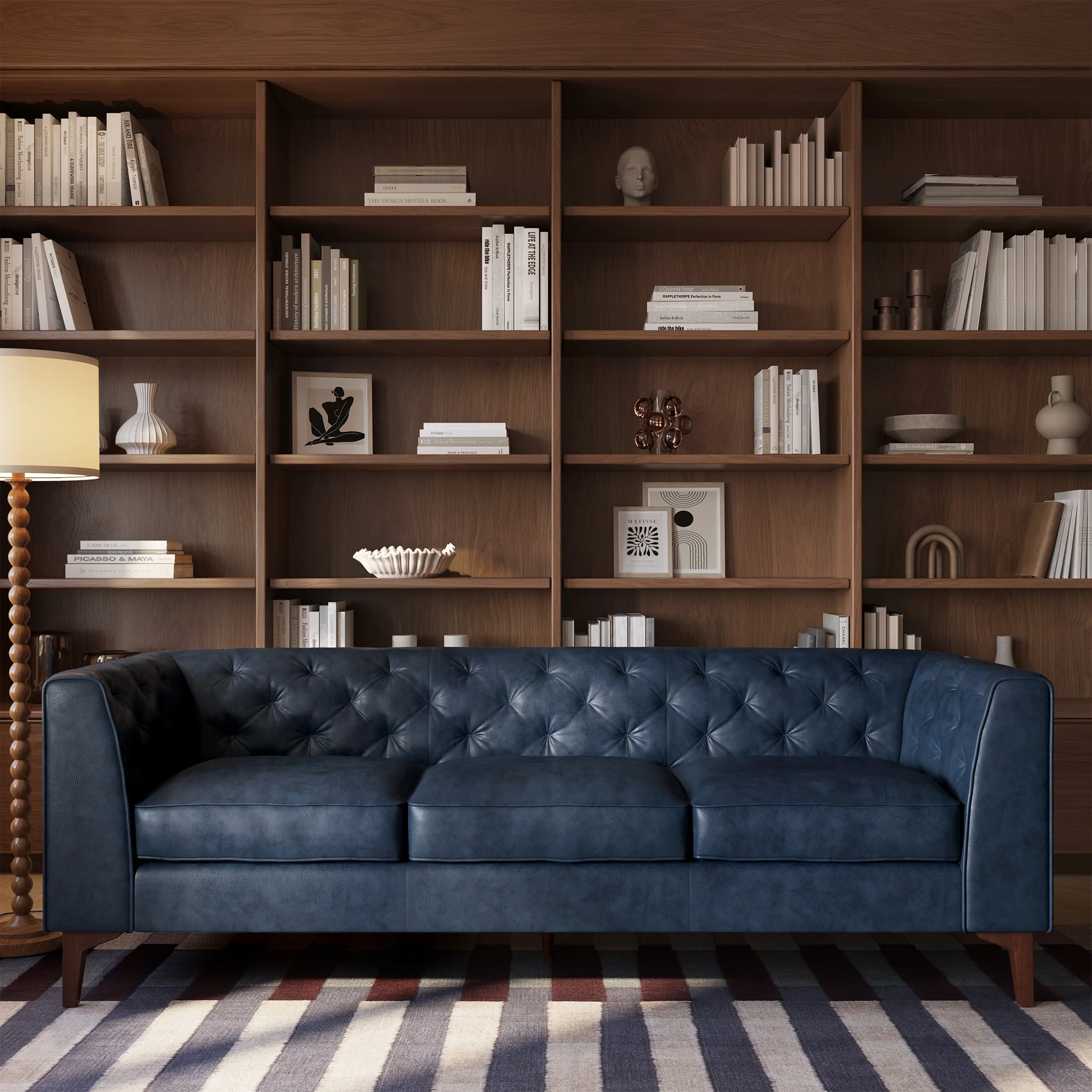 Essex 89" Leather Sofa | Midnight Blue - Image 2