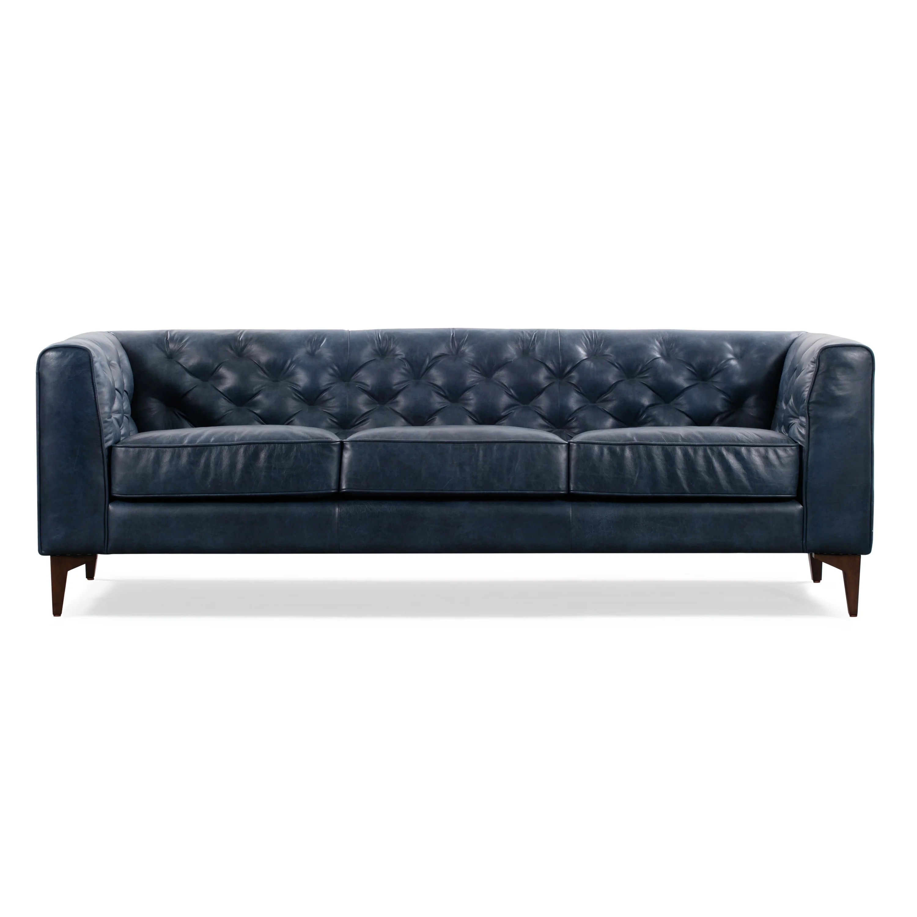 Essex 89" Leather Sofa | Midnight Blue - Image 4