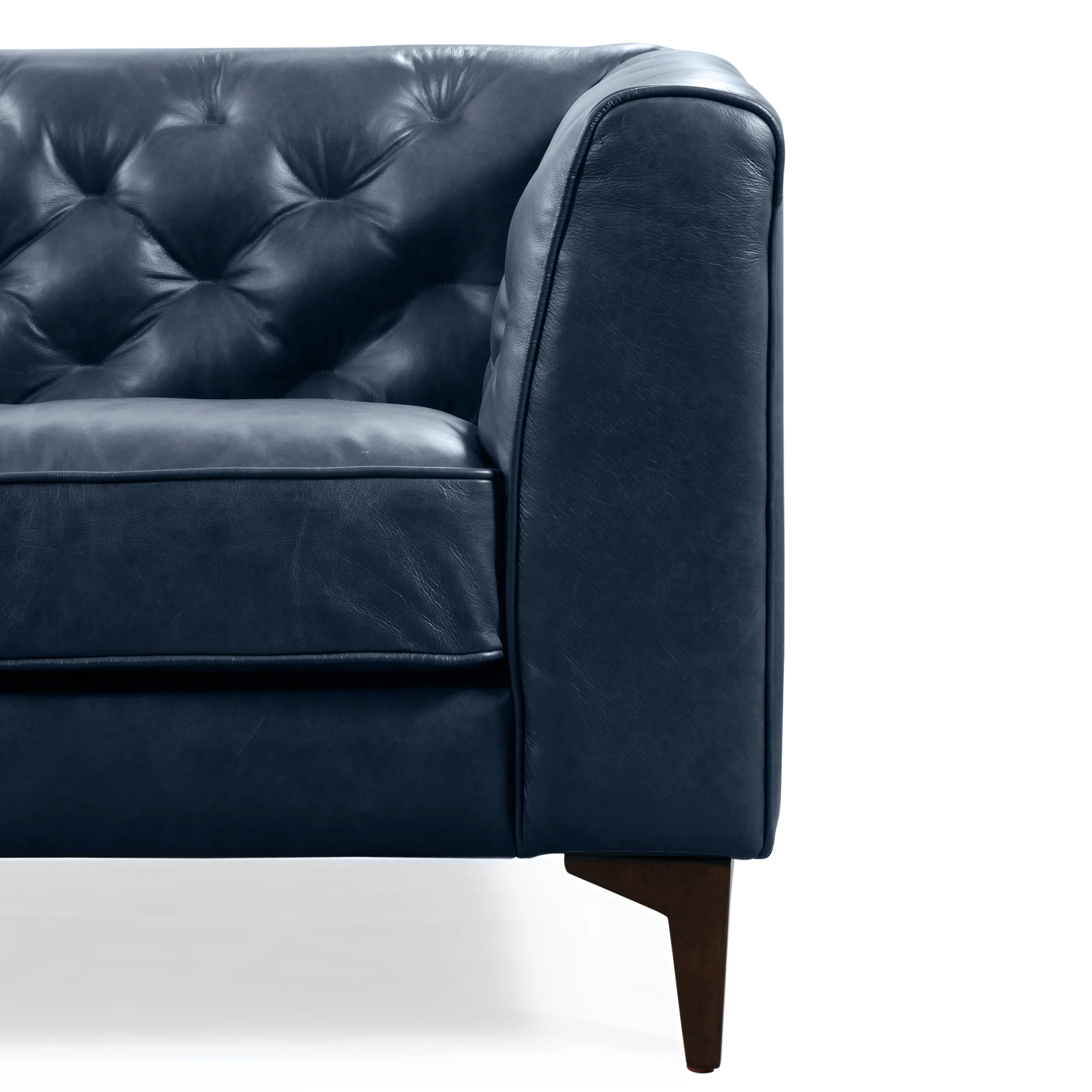 Essex 89" Leather Sofa | Midnight Blue - Image 9