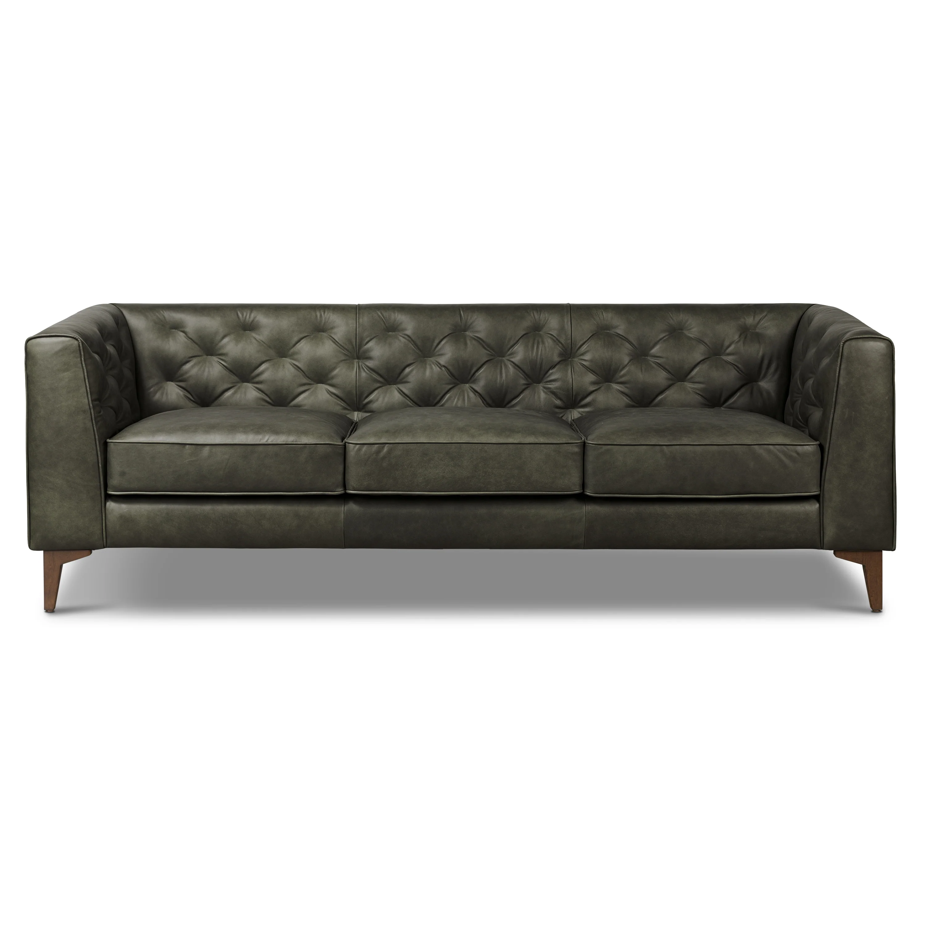 Essex 89" Leather Sofa | Olivine Green - Image 4