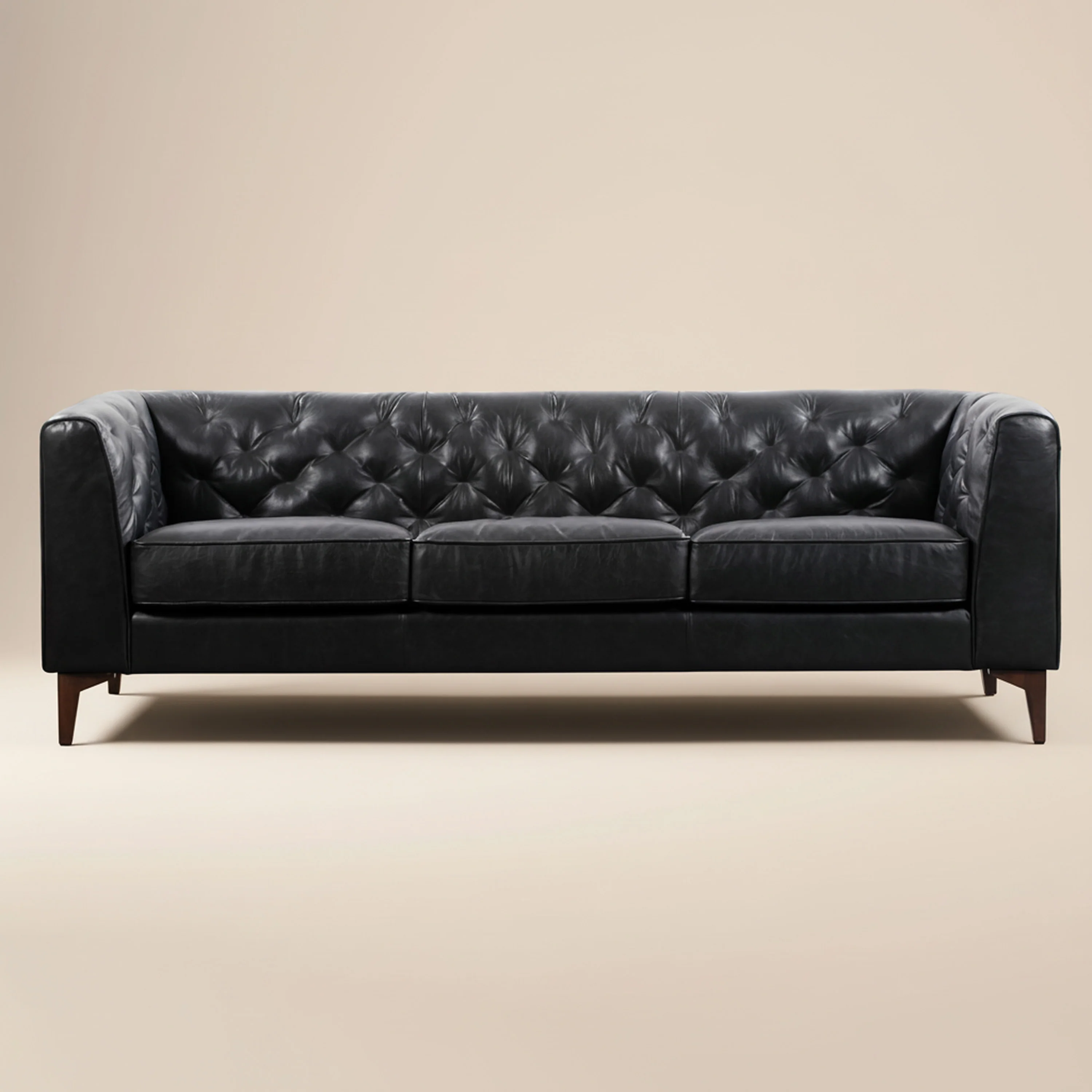 Essex 89" Leather Sofa | Onyx Black