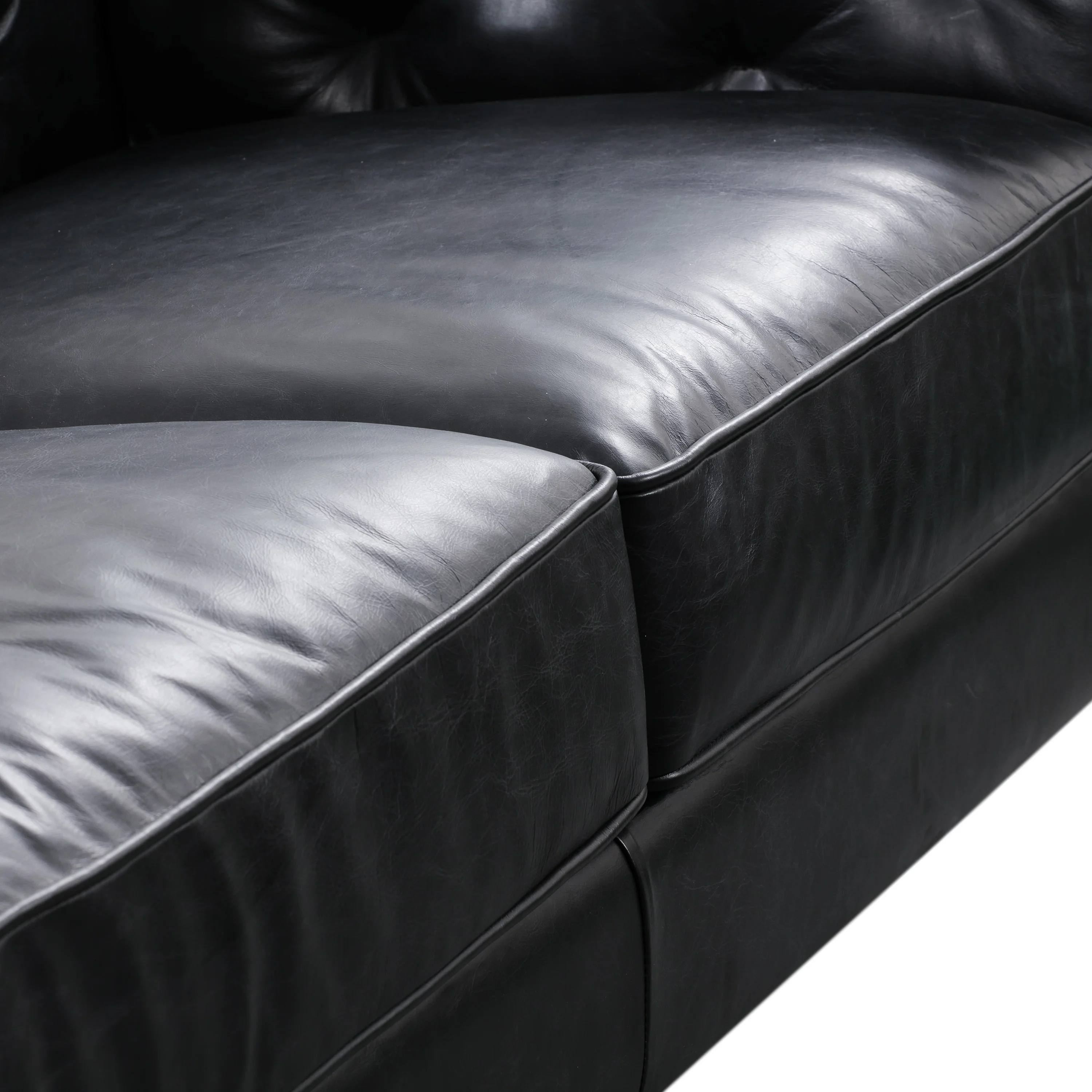 Essex 89" Leather Sofa | Onyx Black - Image 9