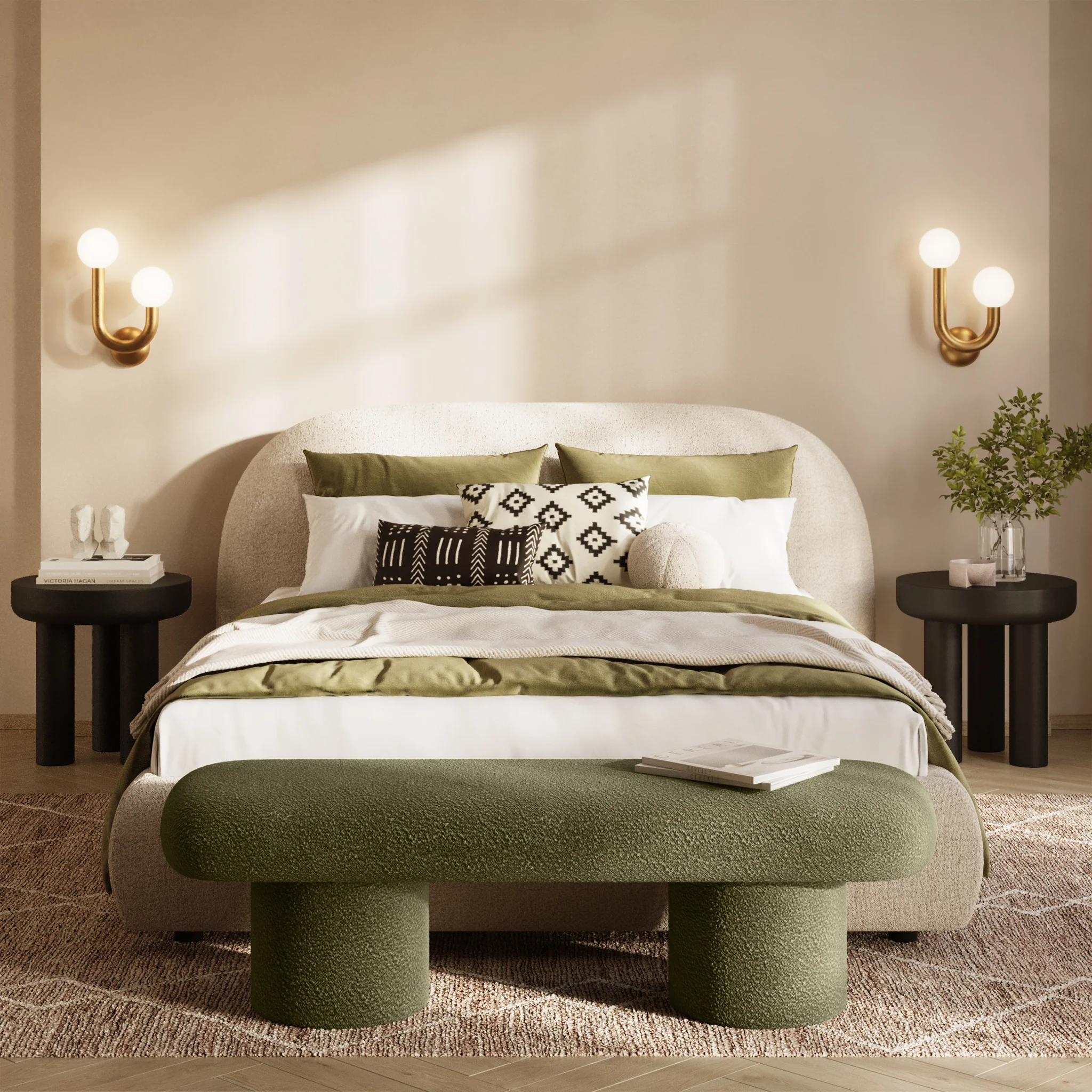 Este Bench | Fern Green Boucle - Image 2