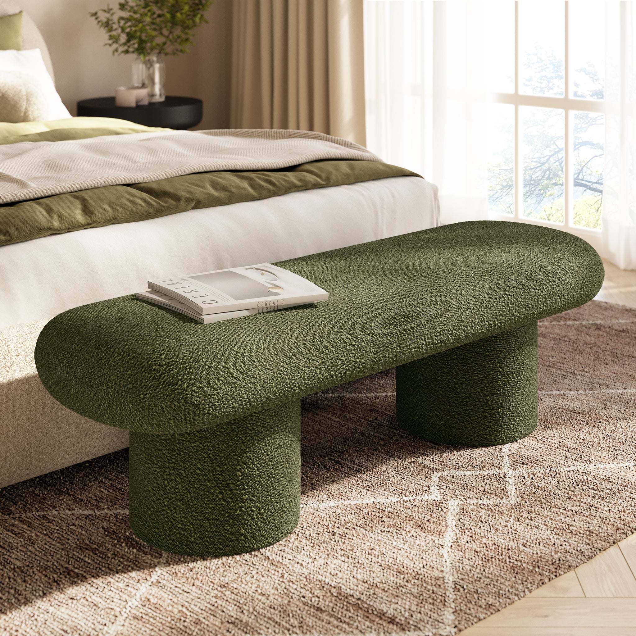 Este Bench | Fern Green Boucle - Image 3