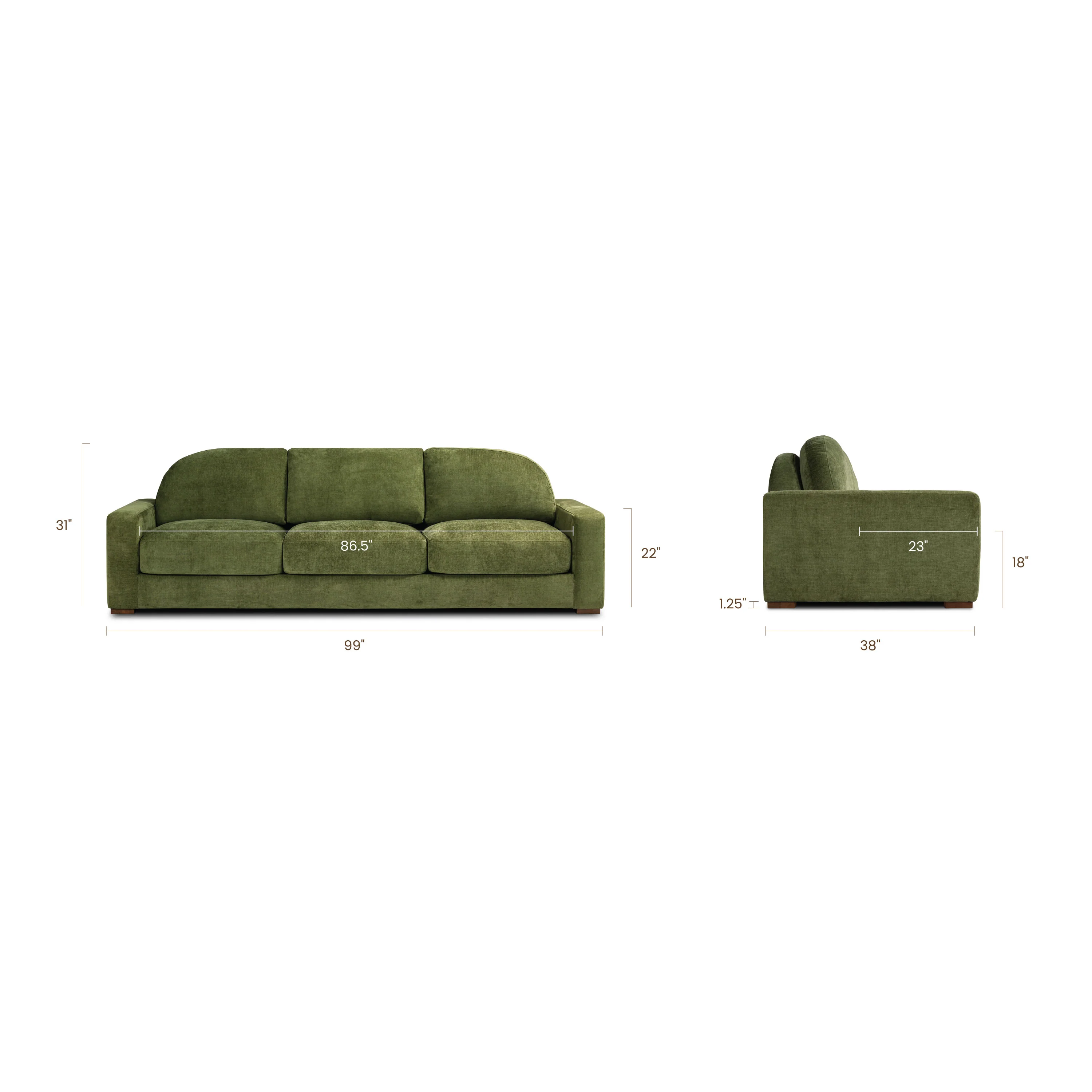 Fano 99" Sofa | Distressed Green Velvet - Image 15