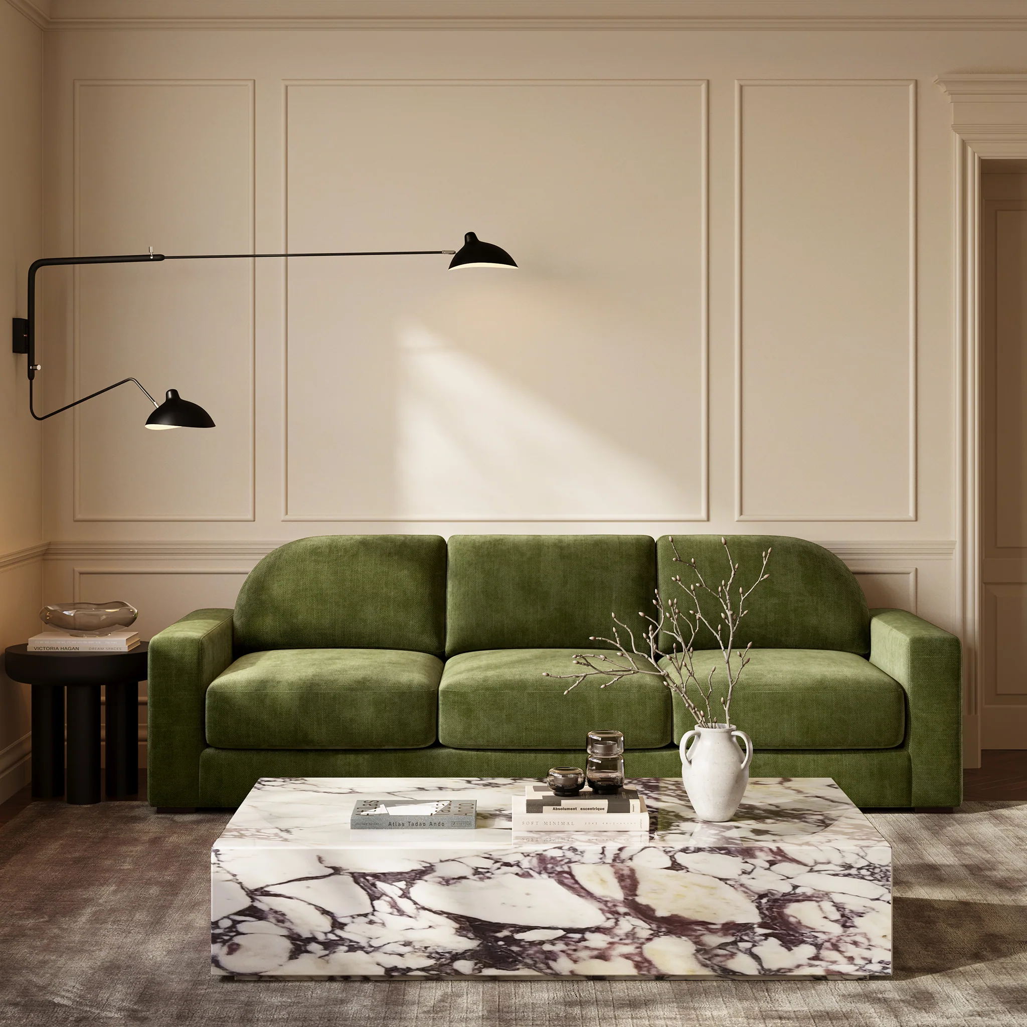 Fano 99" Sofa | Distressed Green Velvet - Image 2