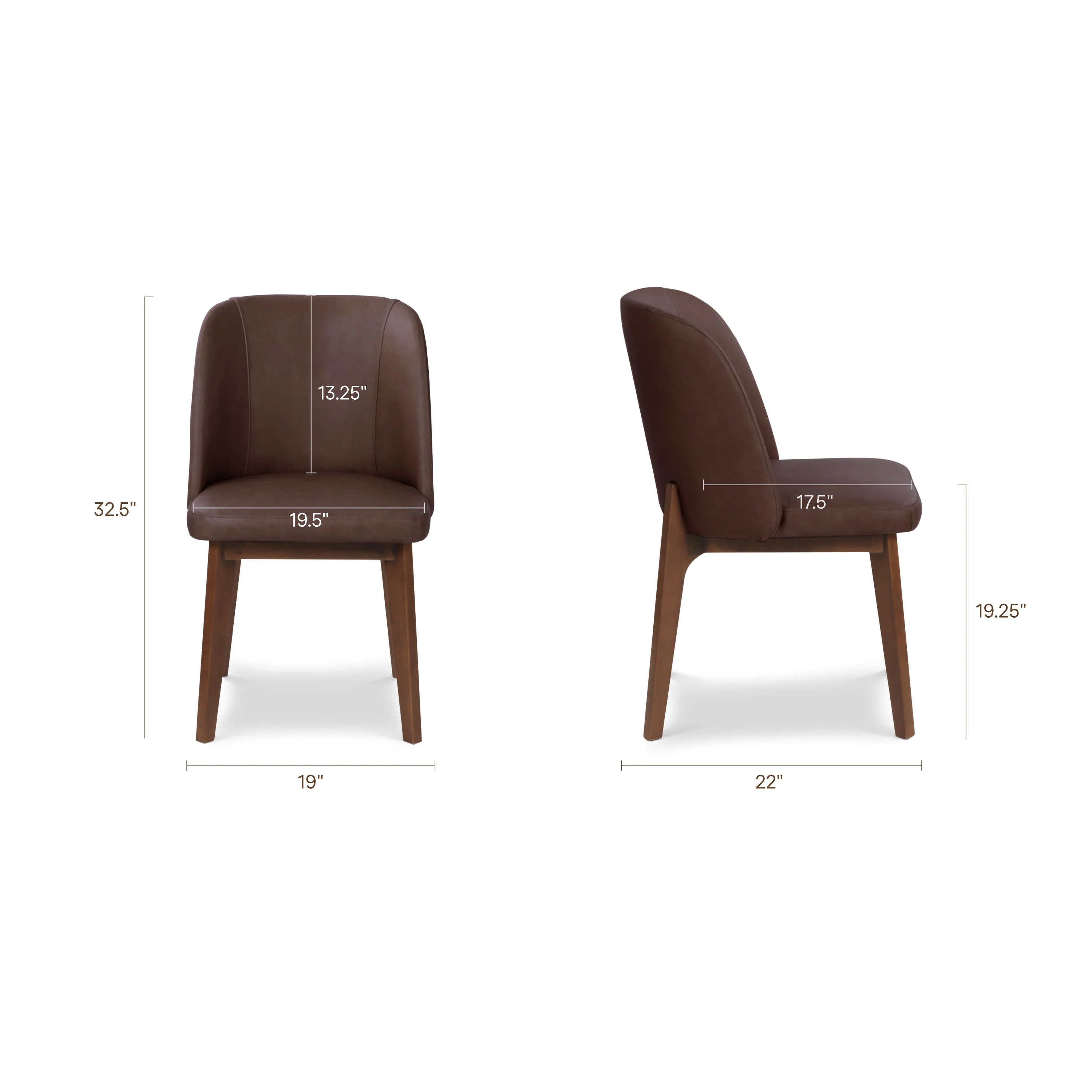 Fawn Leather Dining Chair | Antique Brown - Image 8
