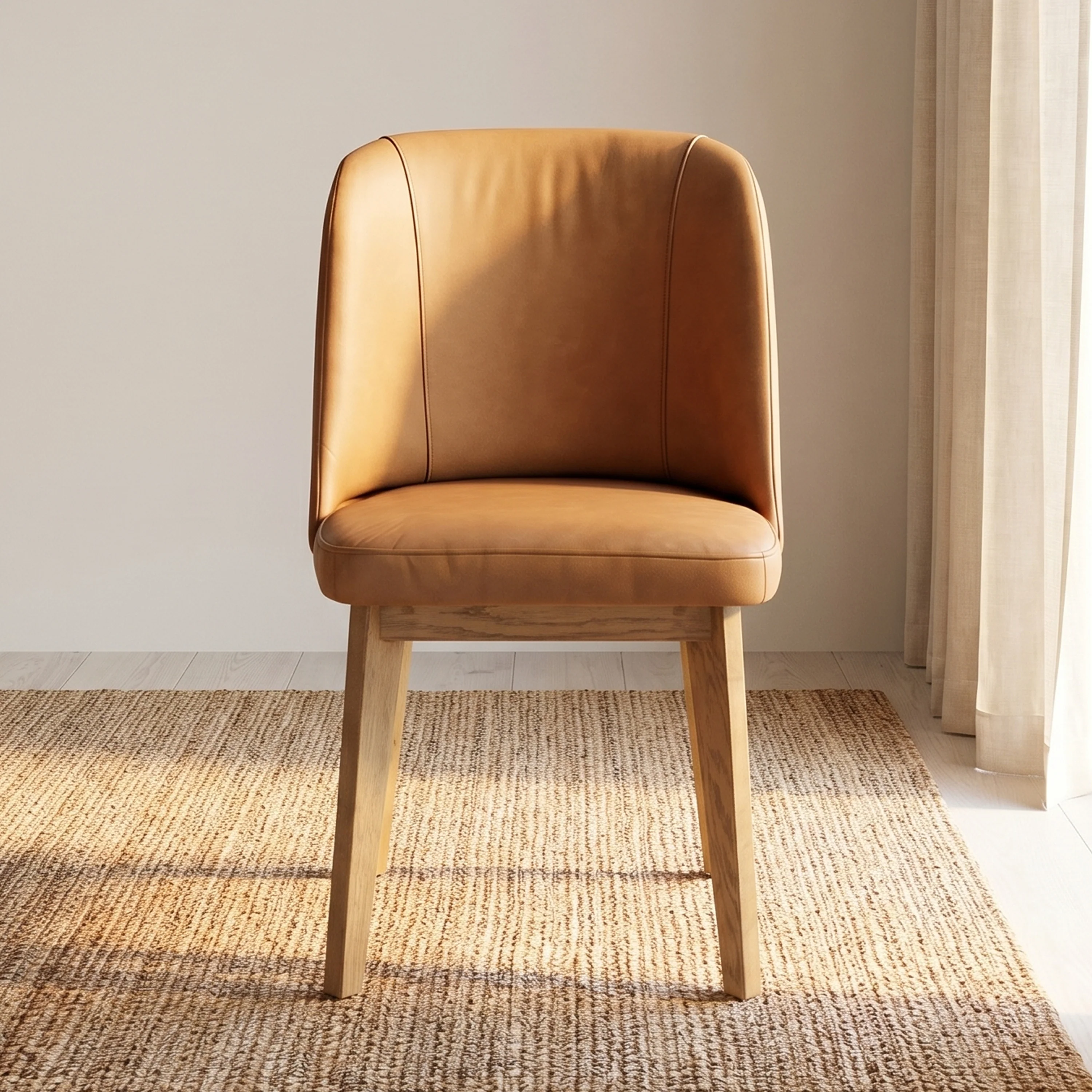 Fawn Leather Dining Chair | Waxed Tan - Image 2