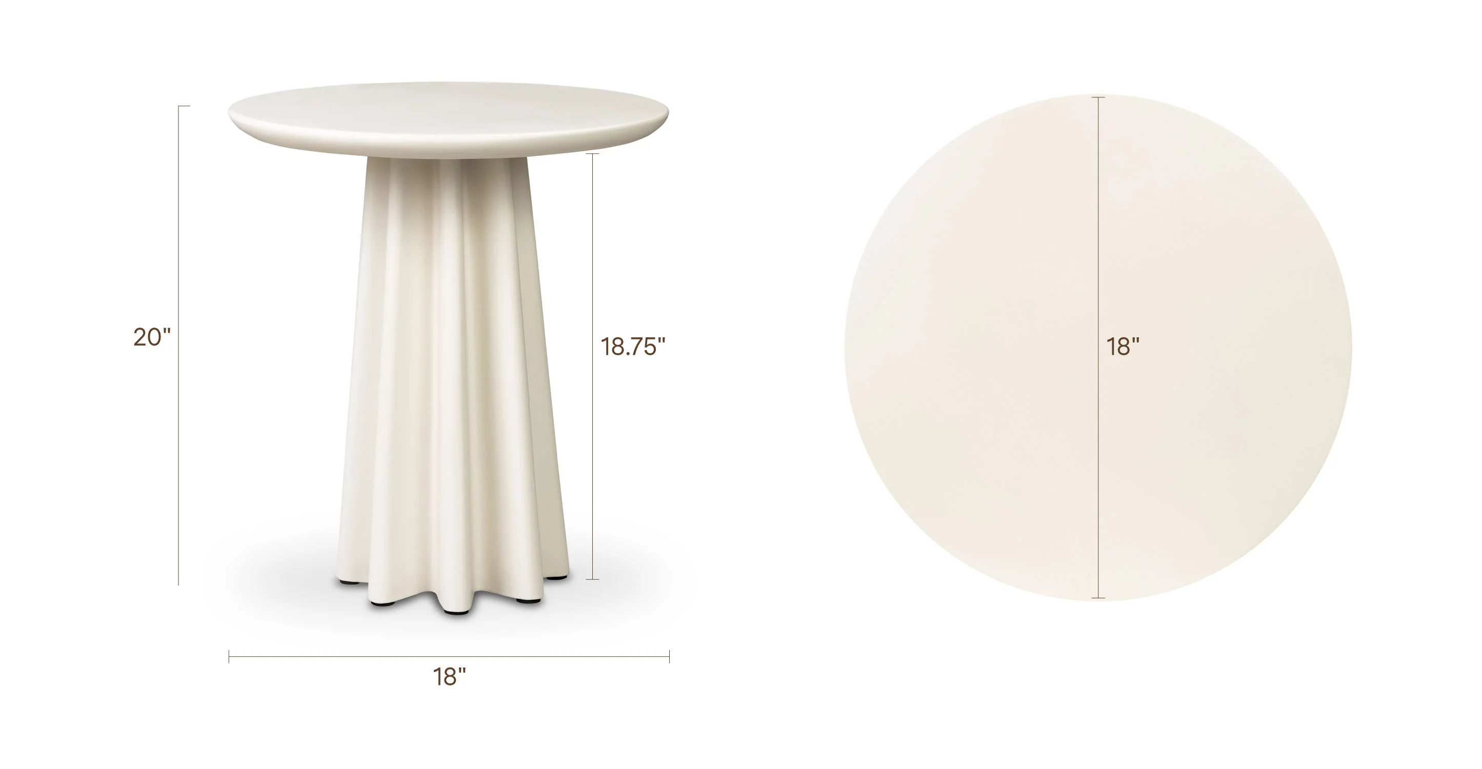 Folda 18" Side Table | Almond White - Image 12