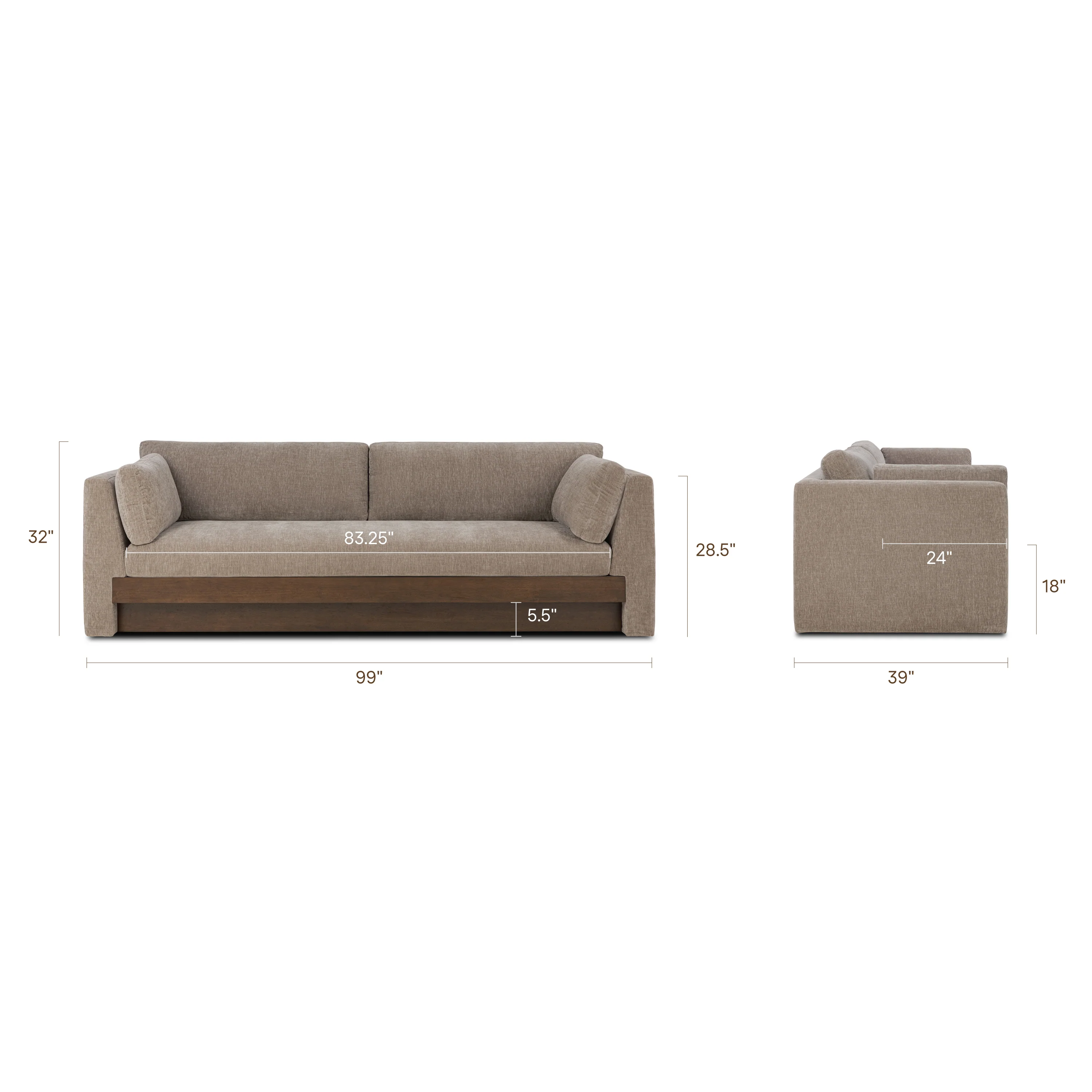 Geneva 99" Sofa | Taupe Brown - Image 18