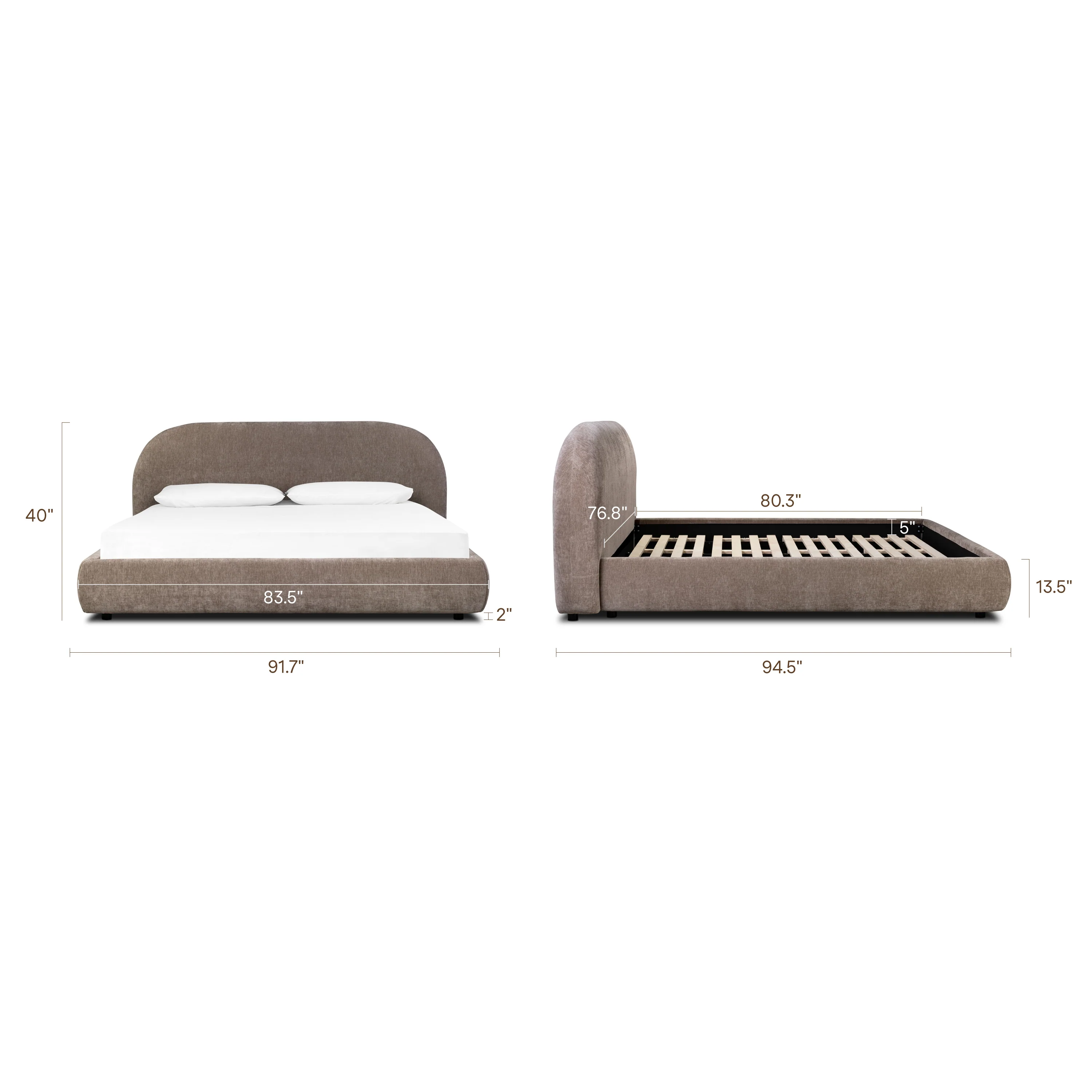 Genoa Bed | Taupe Brown | King - Image 15