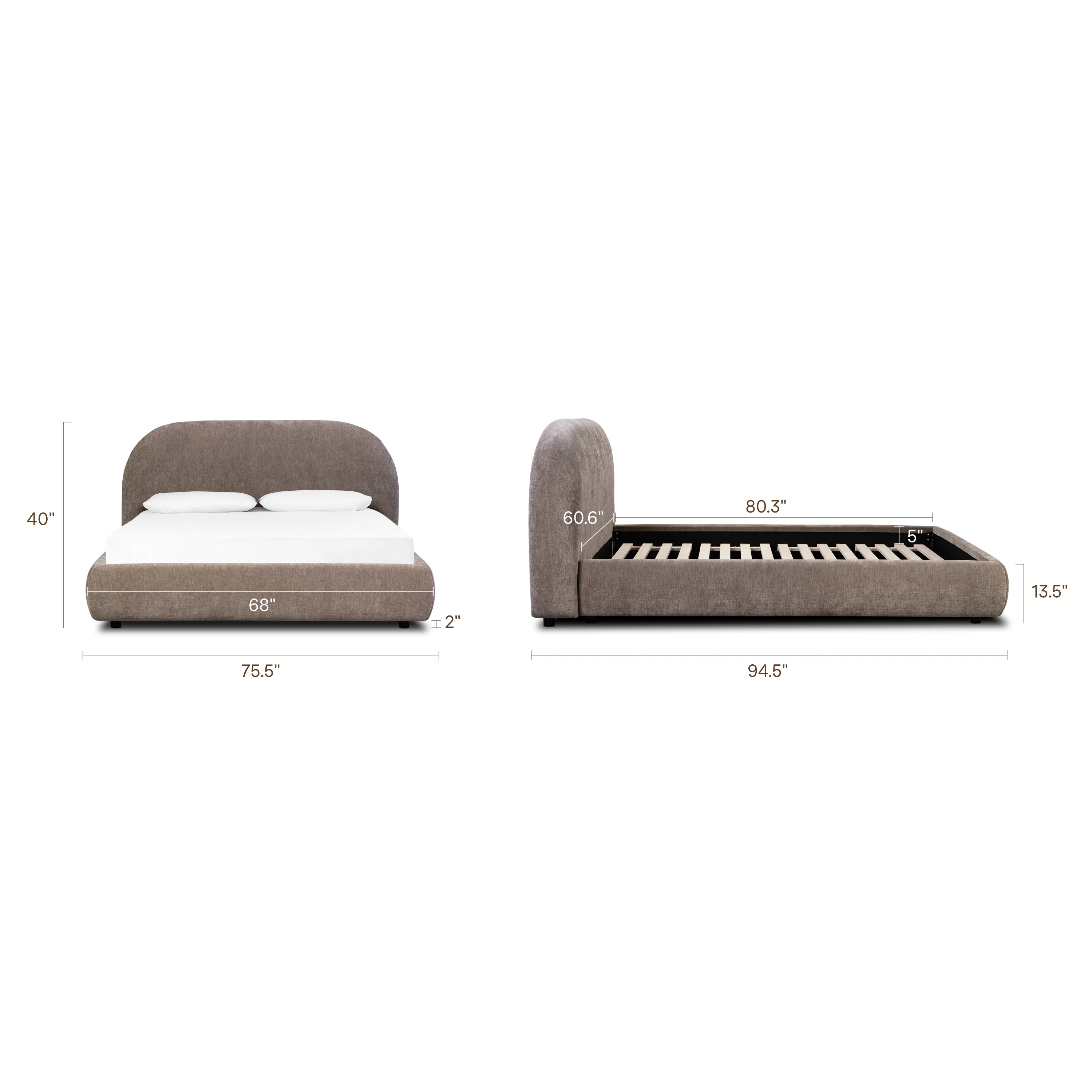 Genoa Bed | Taupe Brown | Queen - Image 15