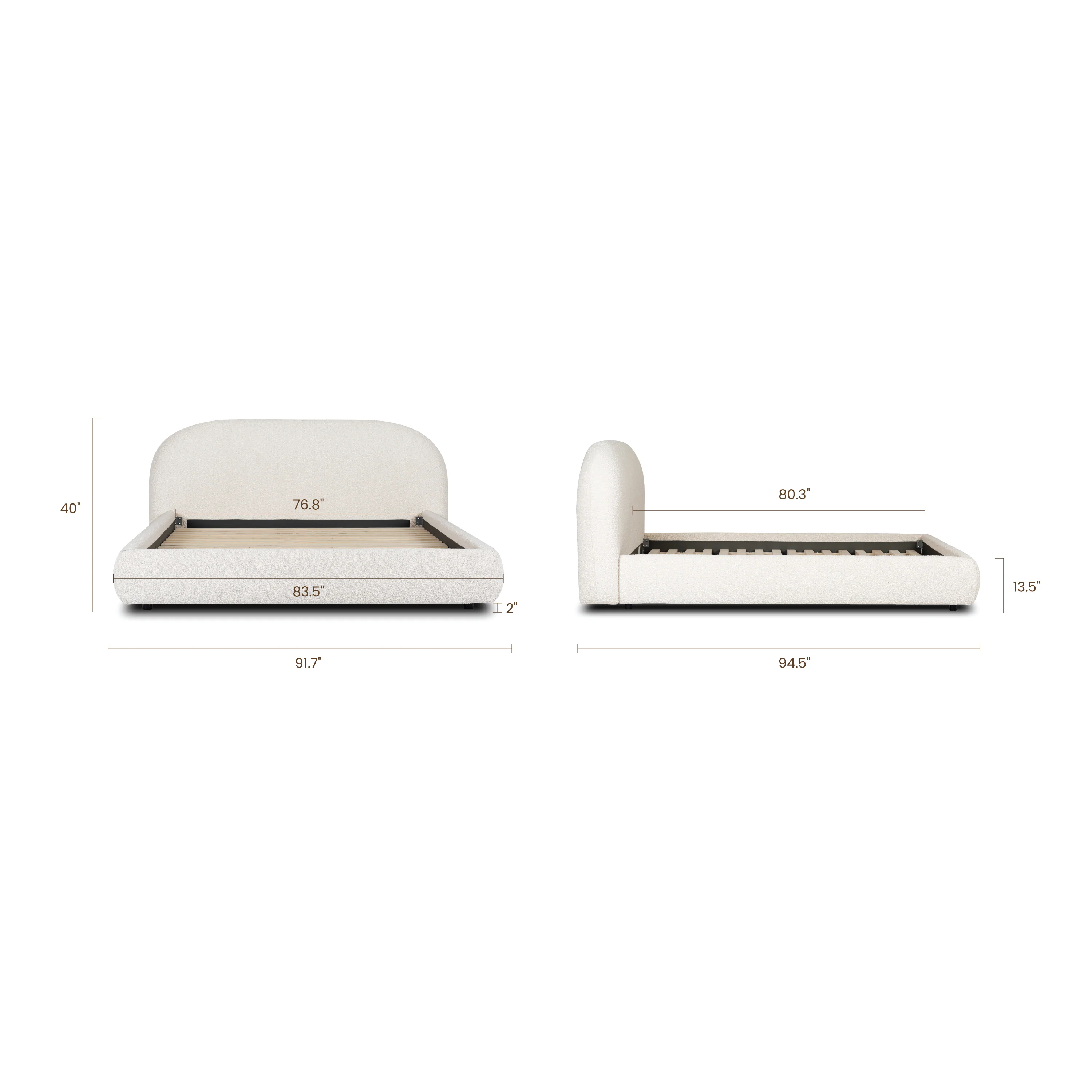 Genoa Bed | Crema White Boucle | King - Image 13