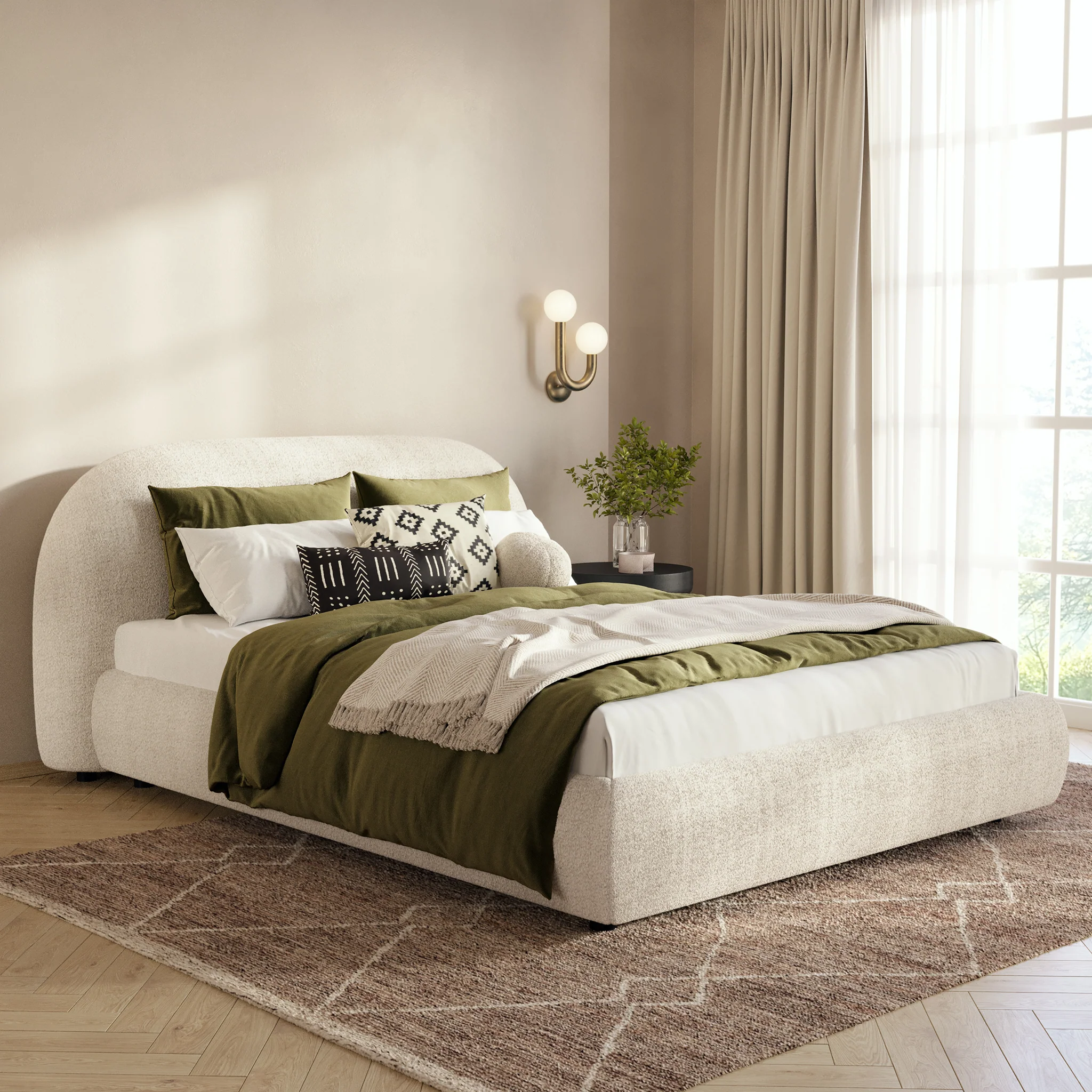 Genoa Bed | Crema White Boucle | Queen - Image 3
