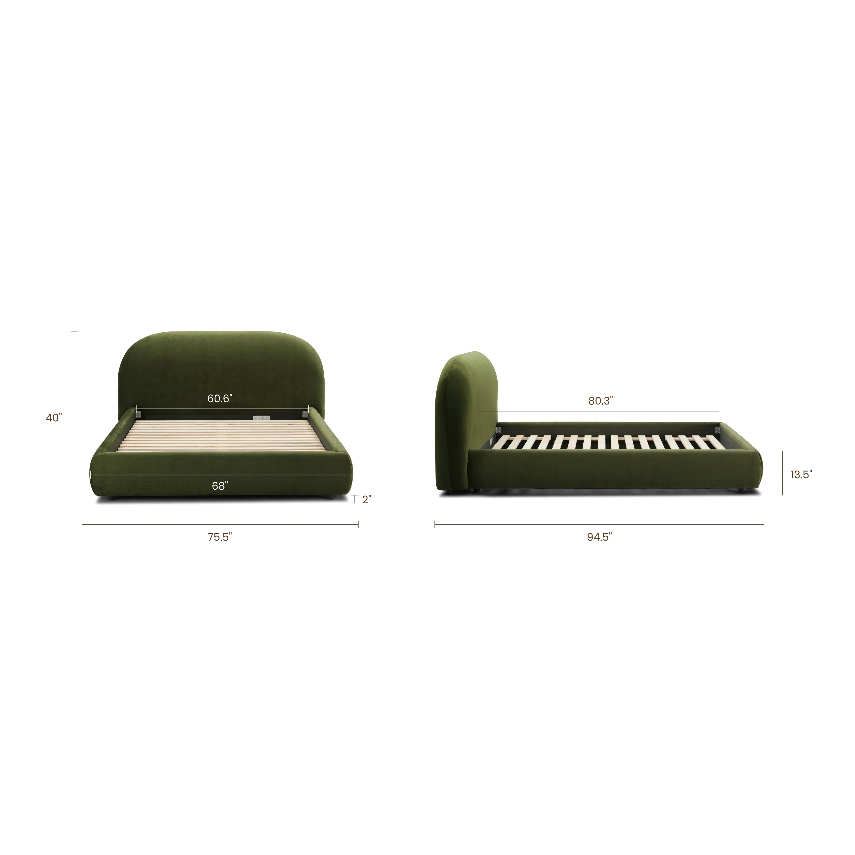 Genoa Bed | Distressed Green Velvet | Queen - Image 14