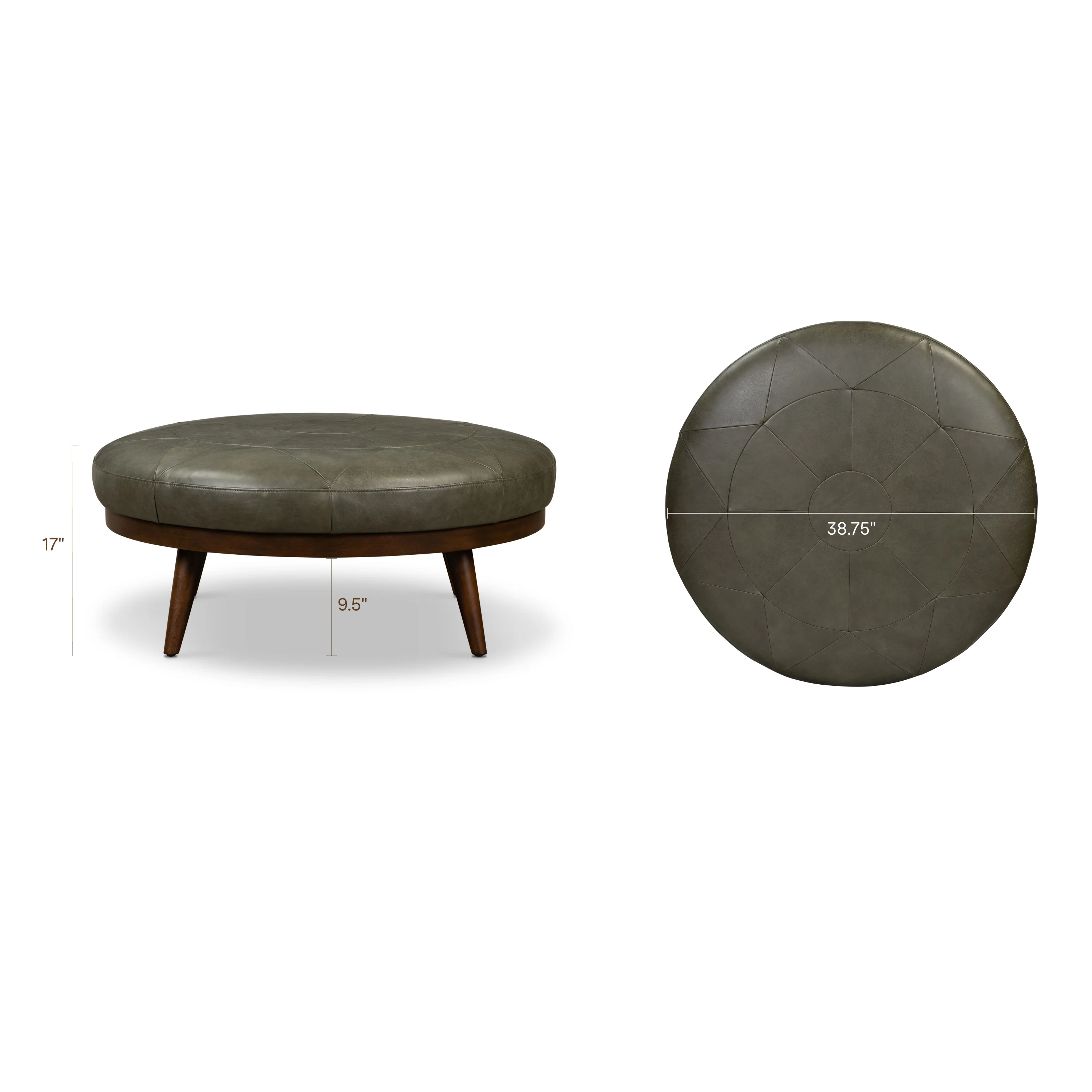 Gio Leather Ottoman | Olivine Green - Image 12