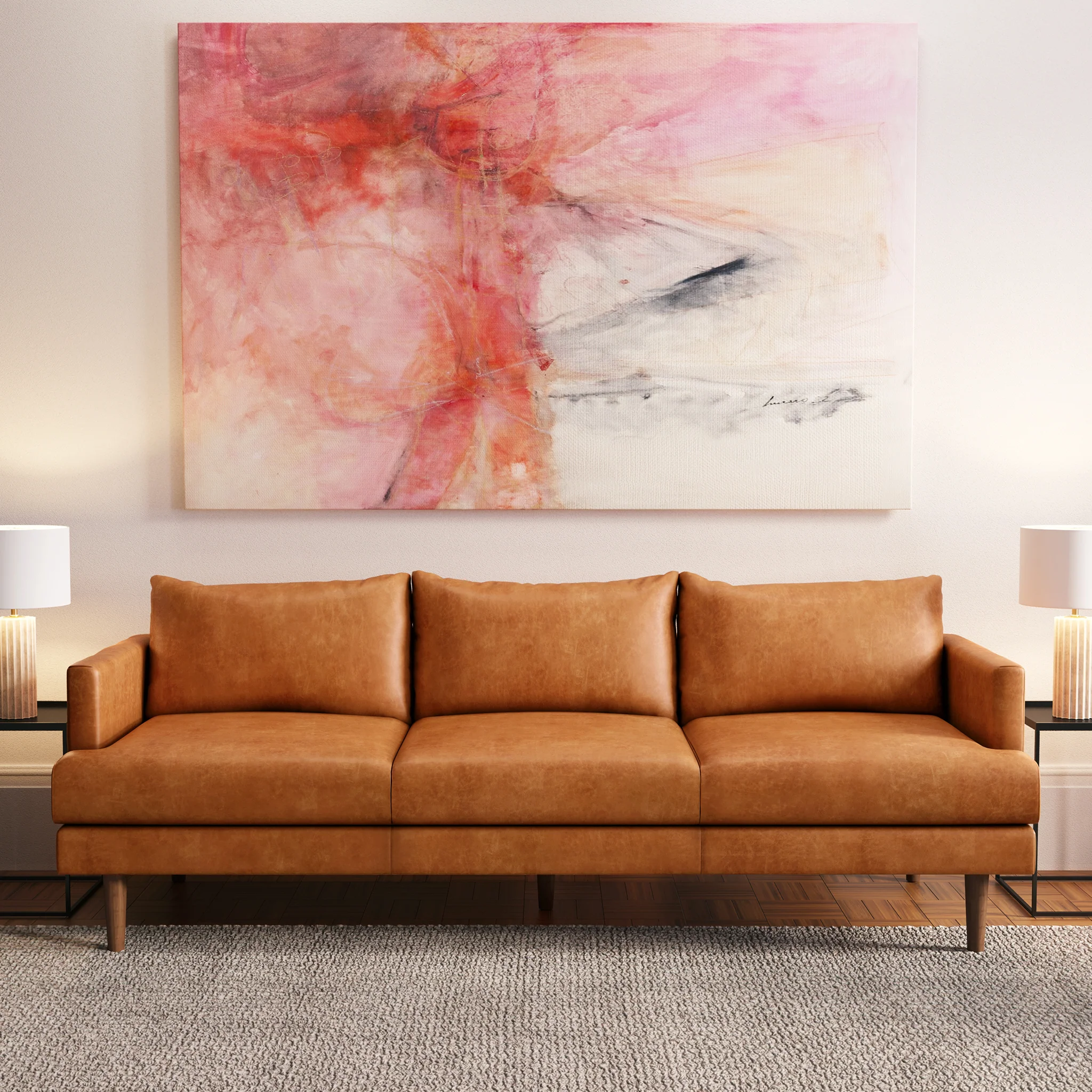 Girona 88" Leather Sofa | Cognac Tan - Image 2