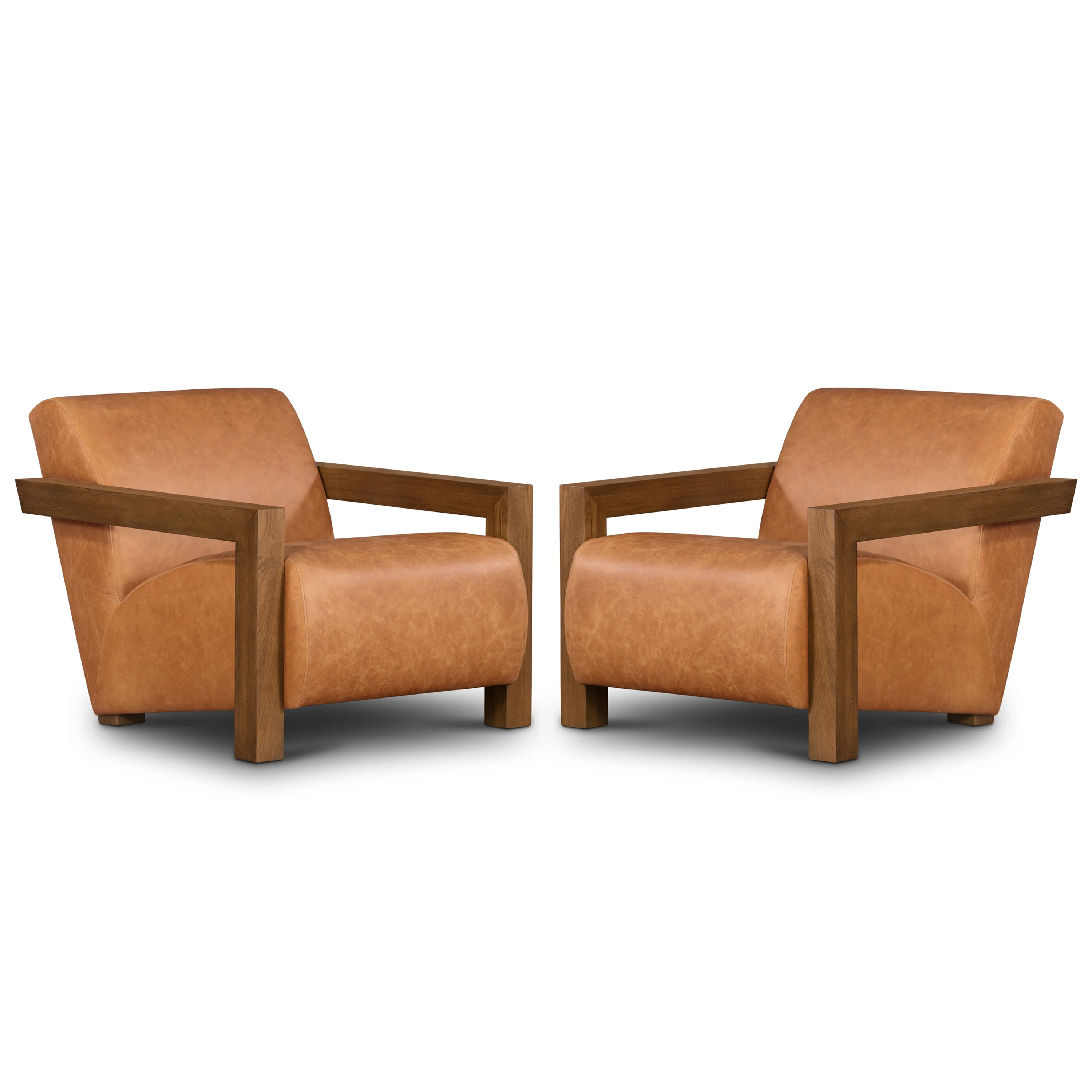 Giza Leather Lounge Chair | Cognac Tan | Set of 2 - Image 4