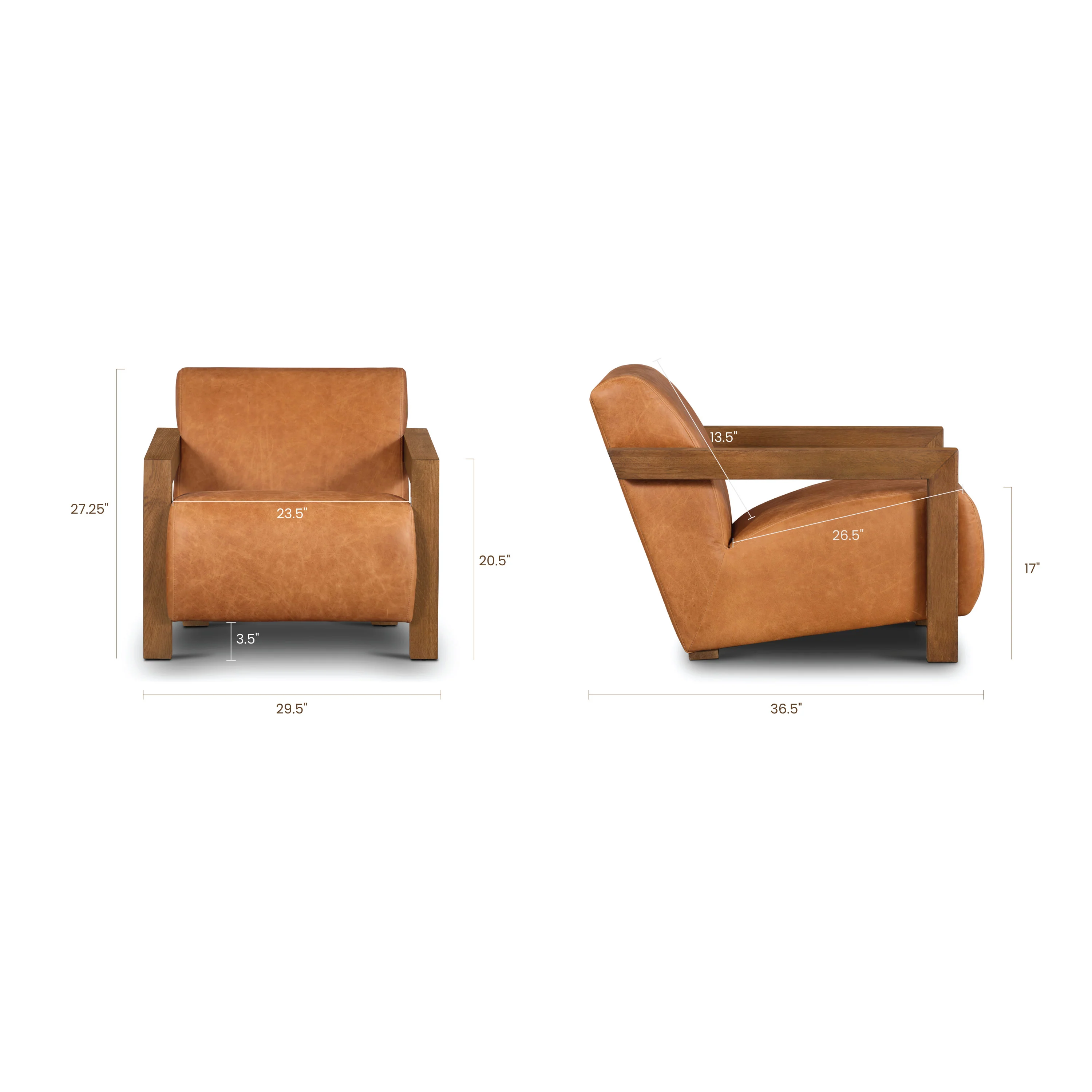 Giza Leather Lounge Chair | Cognac Tan | Single - Image 15