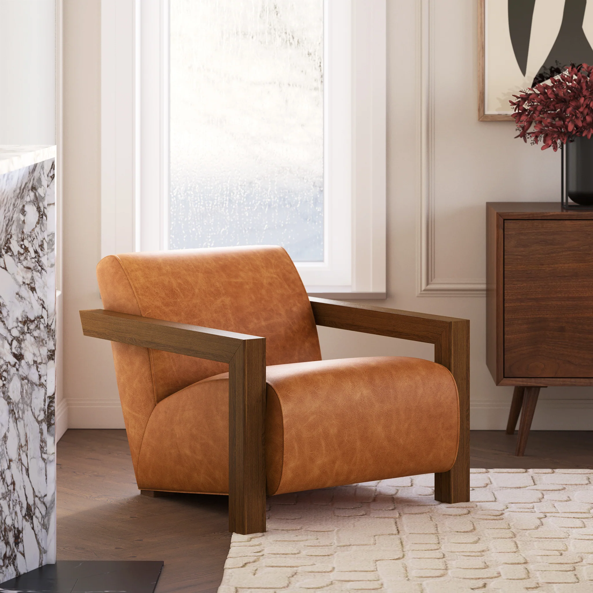 Giza Leather Lounge Chair | Cognac Tan | Single - Image 2