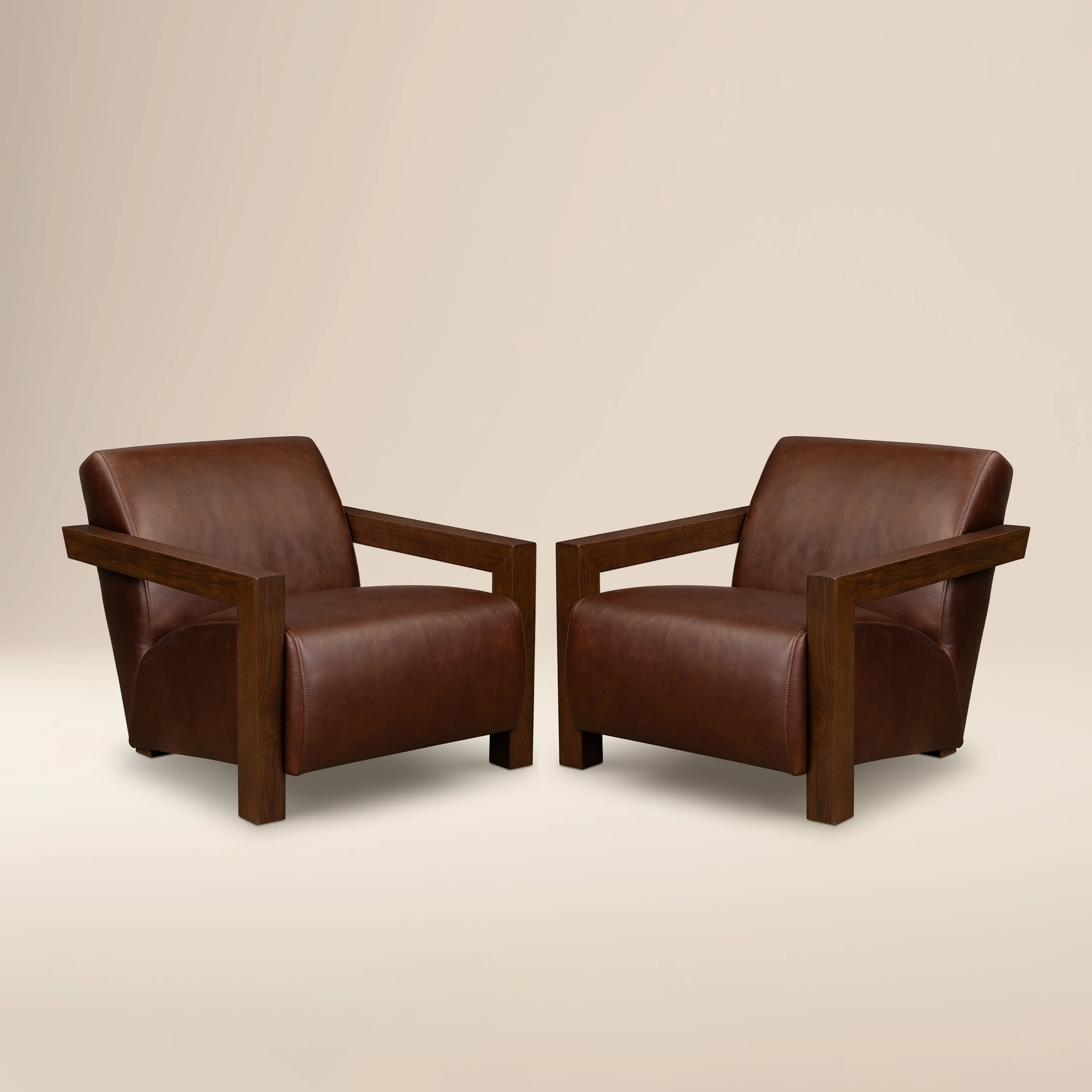 Giza Leather Lounge Chair | Oscuro Brown | Set of 2