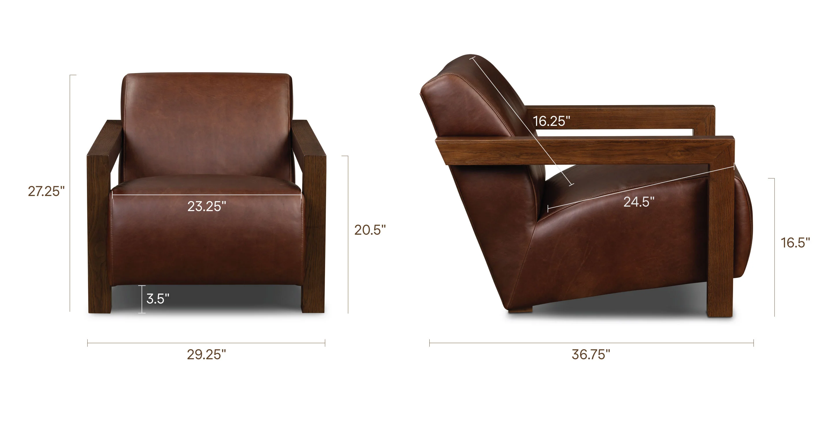 Giza Leather Lounge Chair | Oscuro Brown | Set of 2 - Image 19
