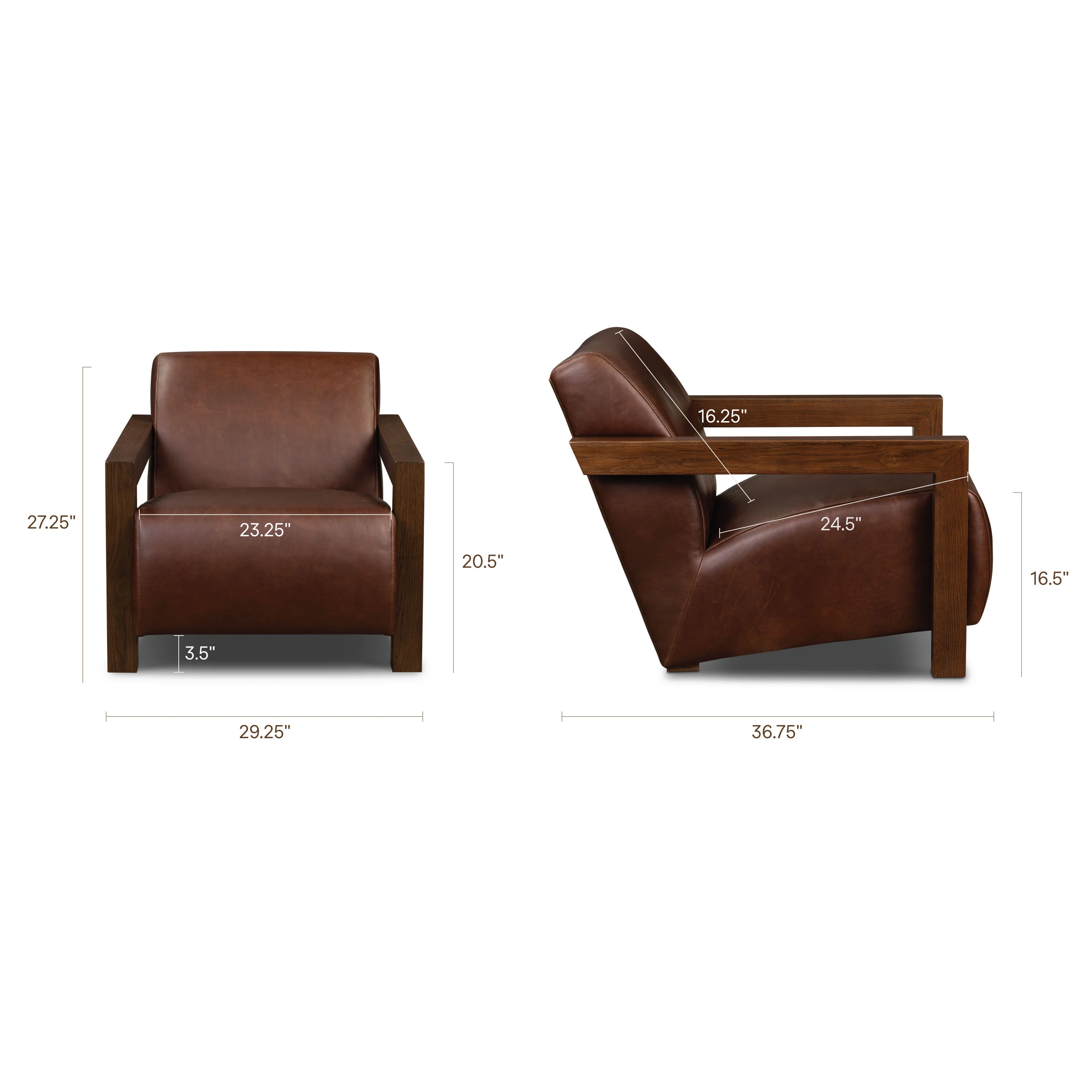 Giza Leather Lounge Chair | Oscuro Brown | Single - Image 21