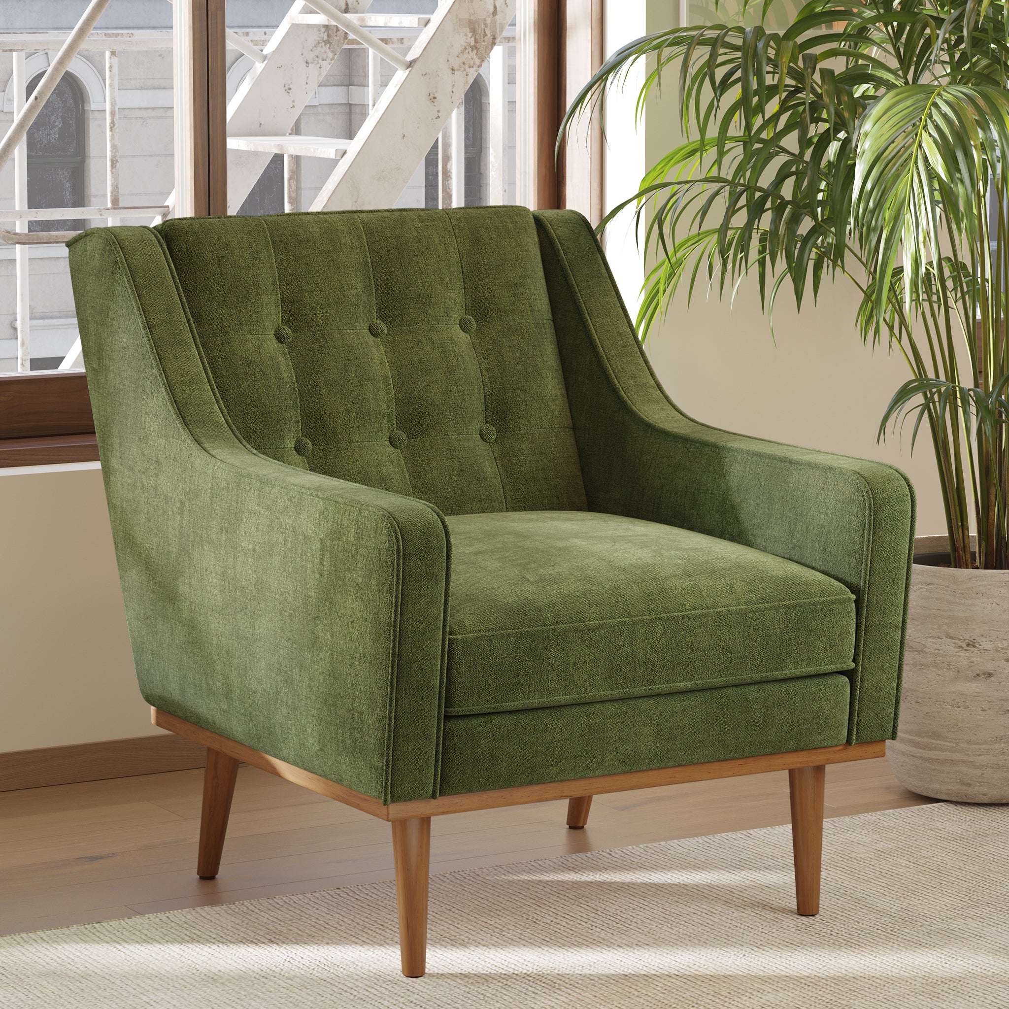Gus Fabric Lounge Chair | Distressed Green Velvet - Image 2