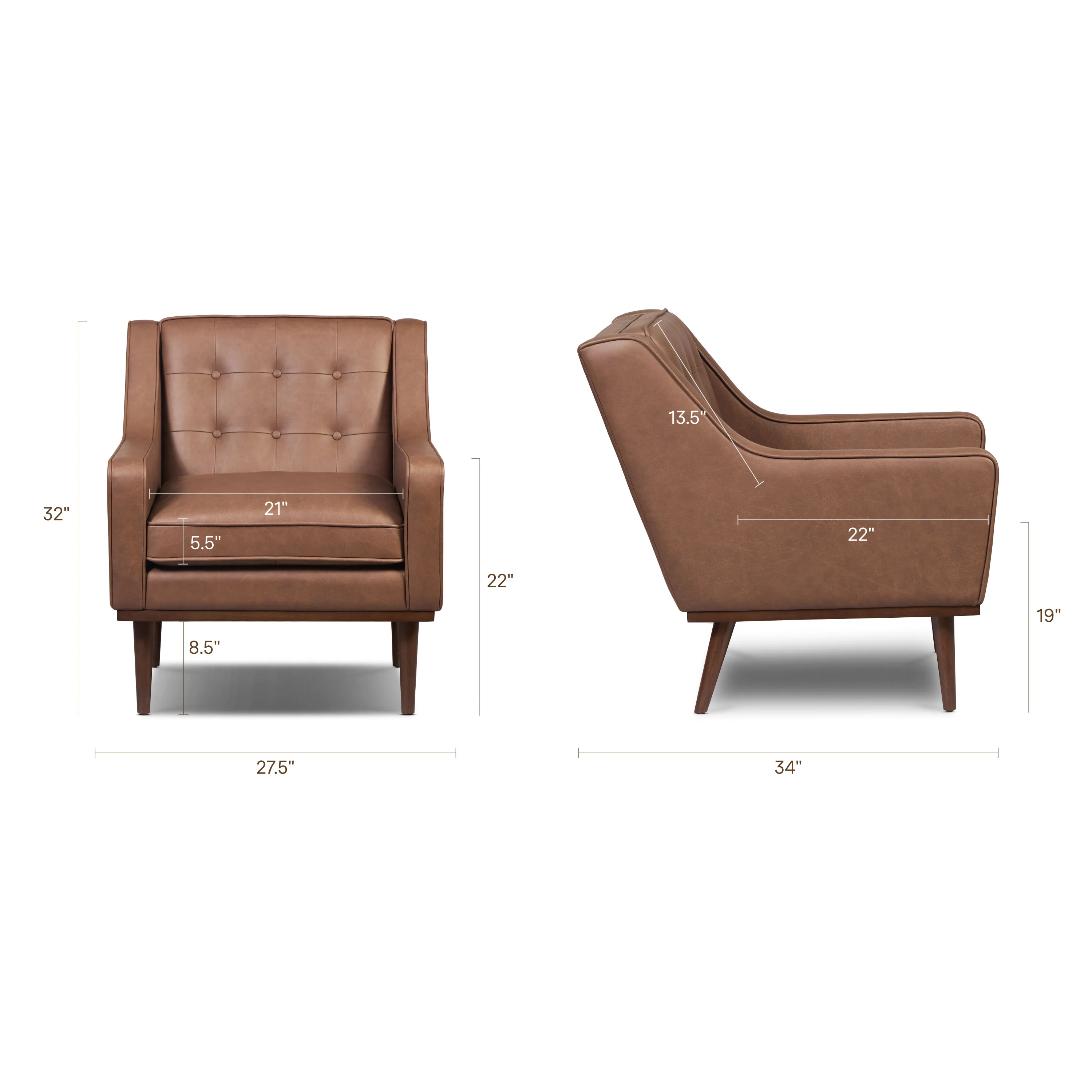 Gus Leather Lounge Chair | Caramel Brown - Image 16