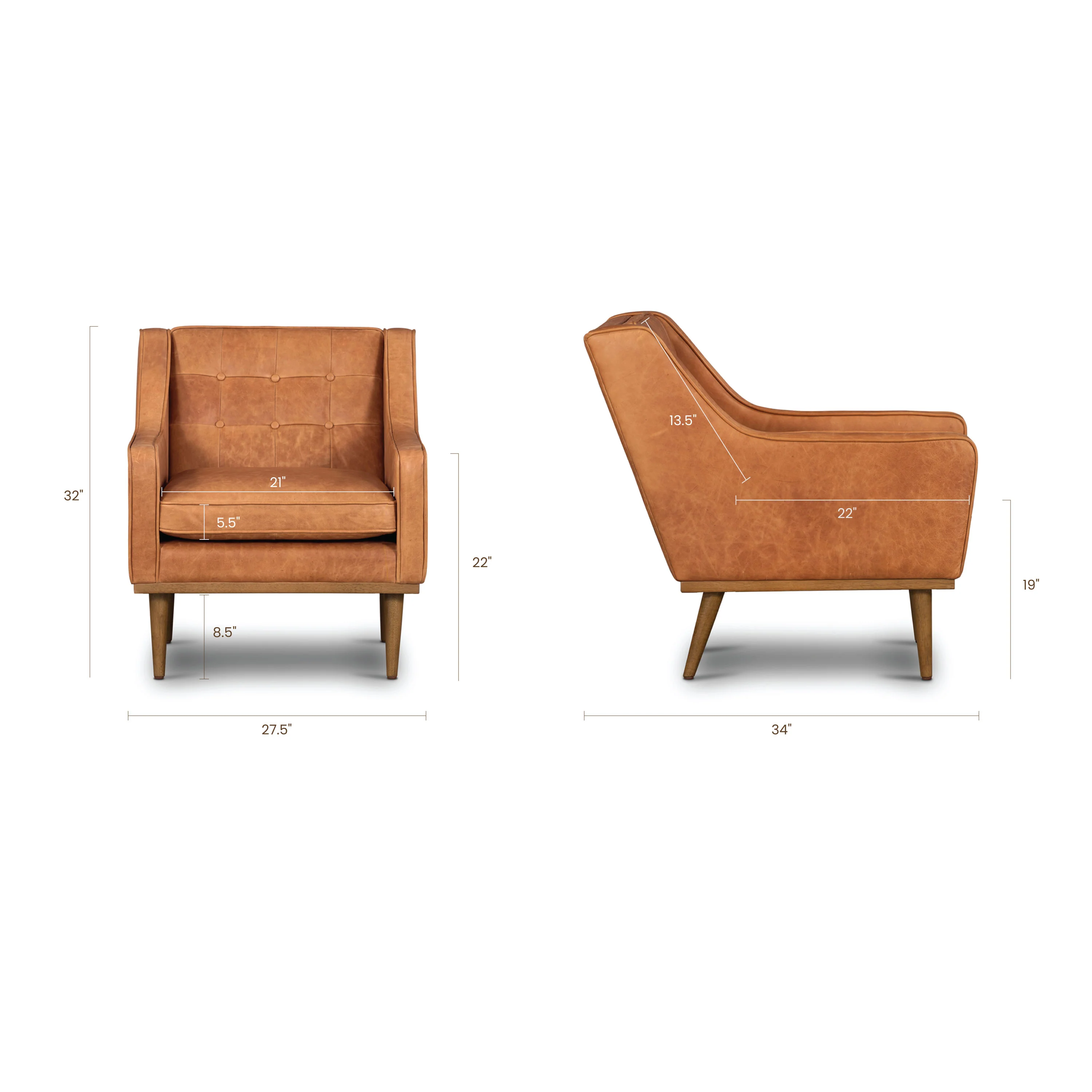 Gus Leather Lounge Chair | Cognac Tan - Image 15