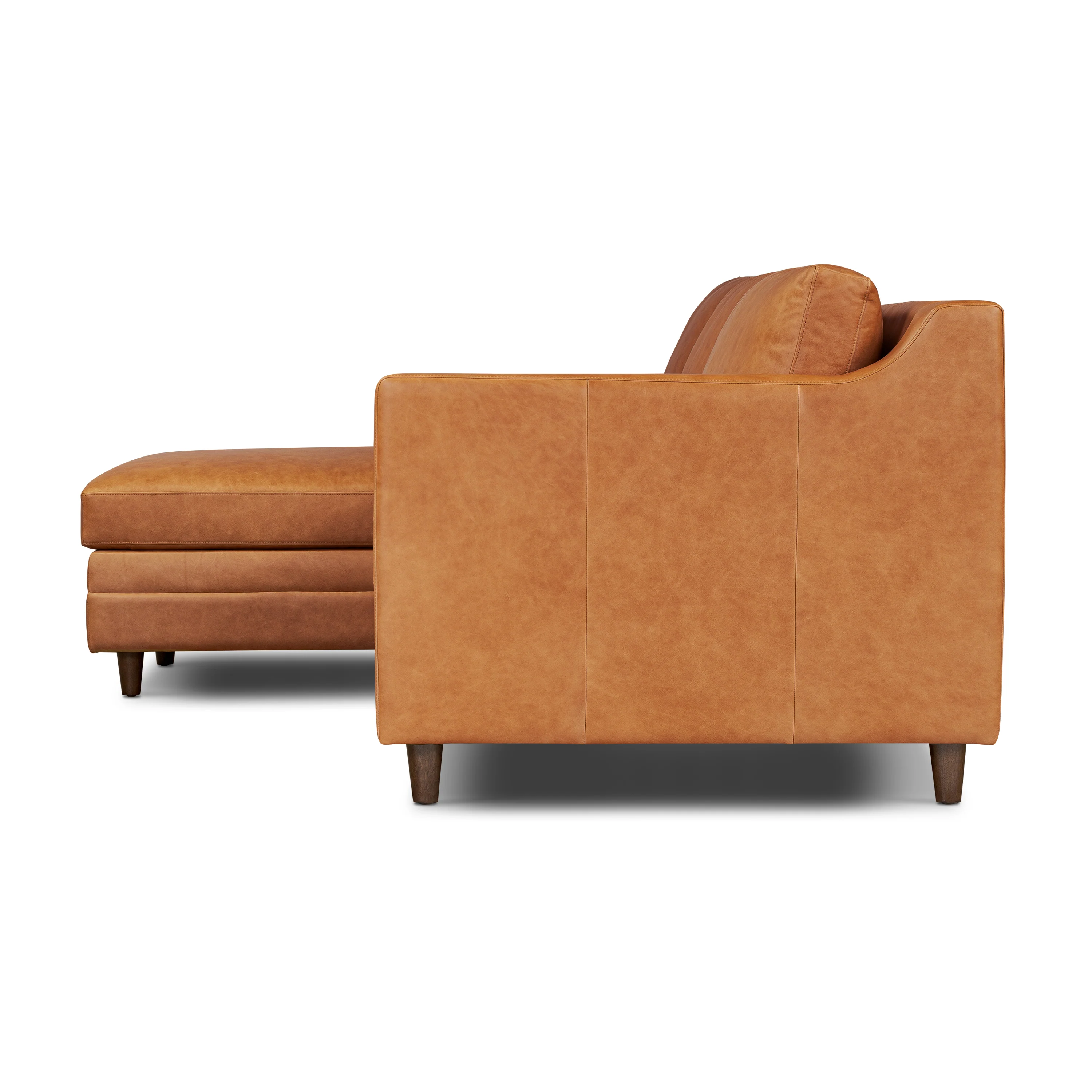 Harper 113.5" Leather Left-facing Pull-Out Sleeper Sectional Sofa | Cognac Tan - Image 6