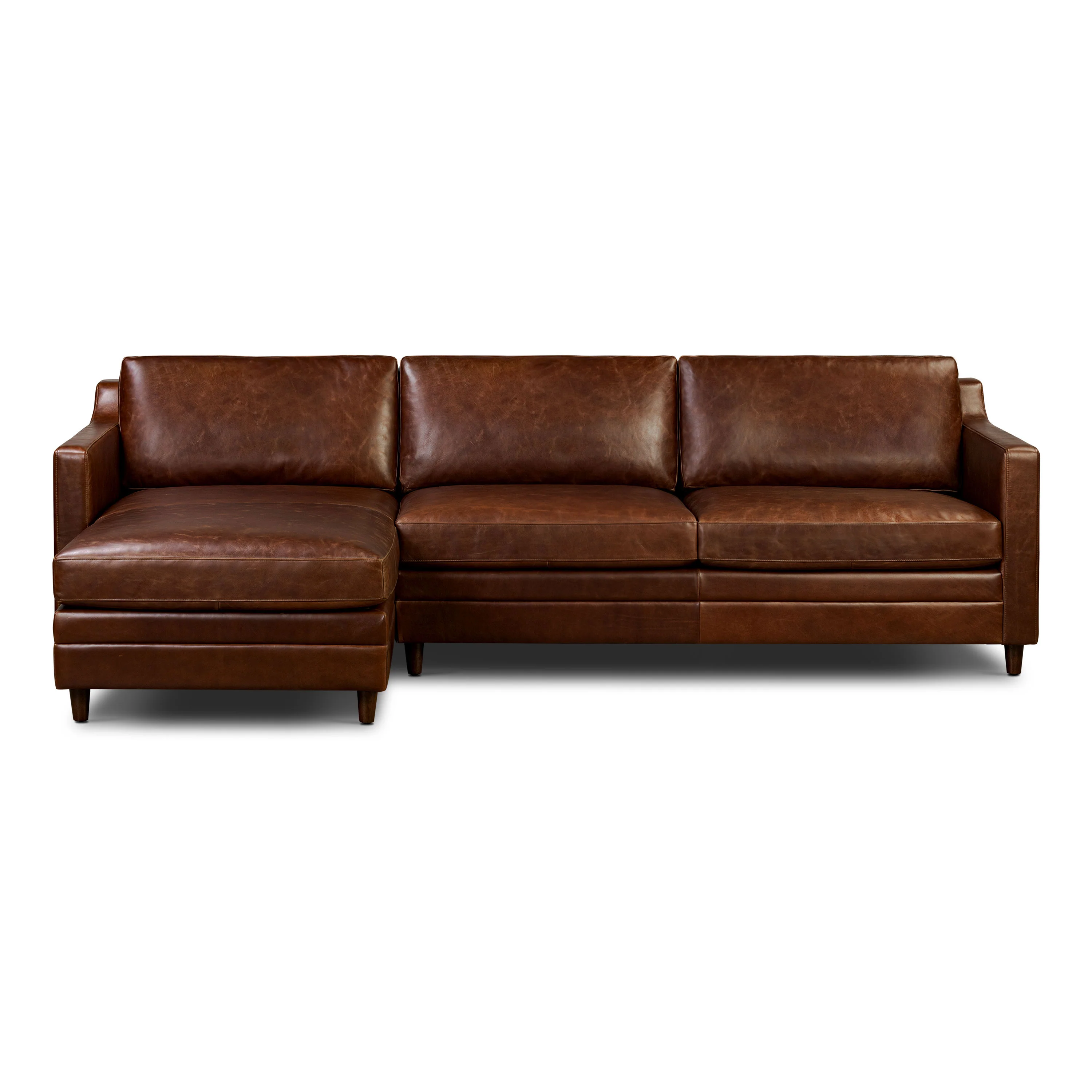 Harper 113.5" Leather Left-facing Pull-Out Sleeper Sectional Sofa | Oscuro Brown - Image 3