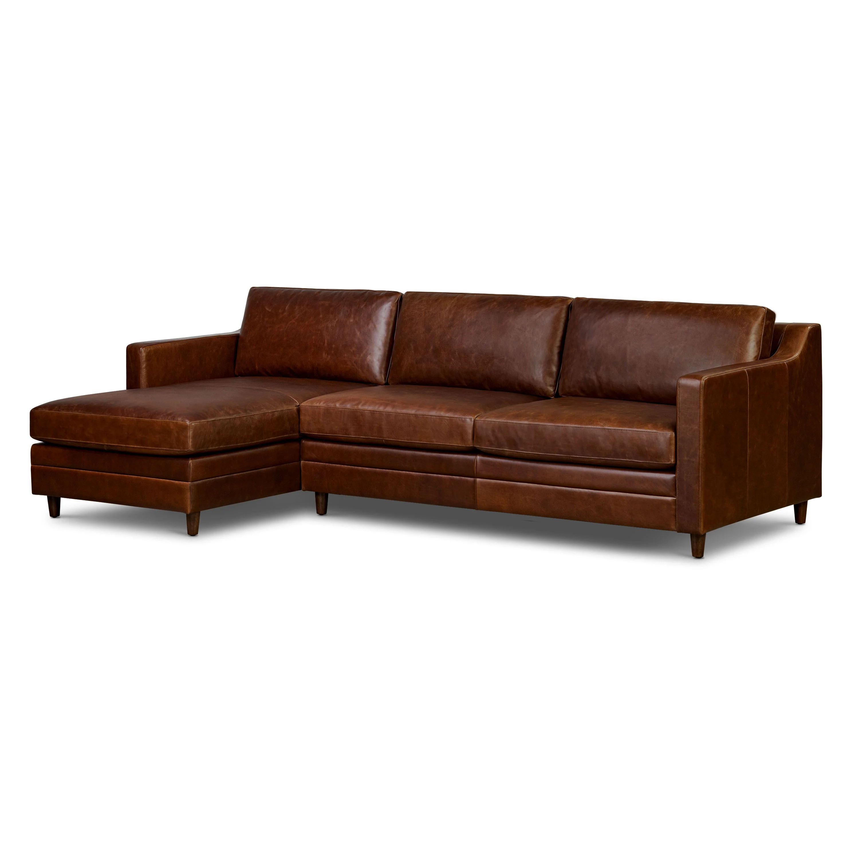 Harper 113.5" Leather Left-facing Pull-Out Sleeper Sectional Sofa | Oscuro Brown - Image 4
