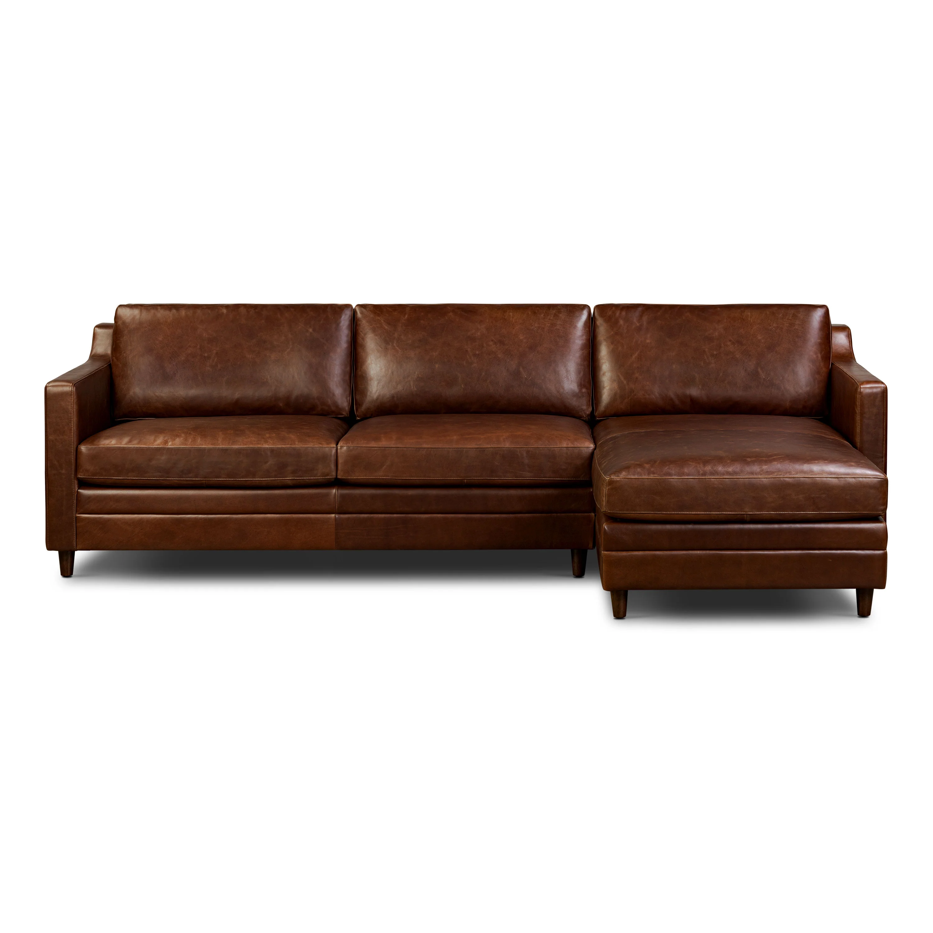 Harper 113.5" Leather Right-Facing Pull-Out Sleeper Sectional Sofa | Oscuro Brown - Image 3