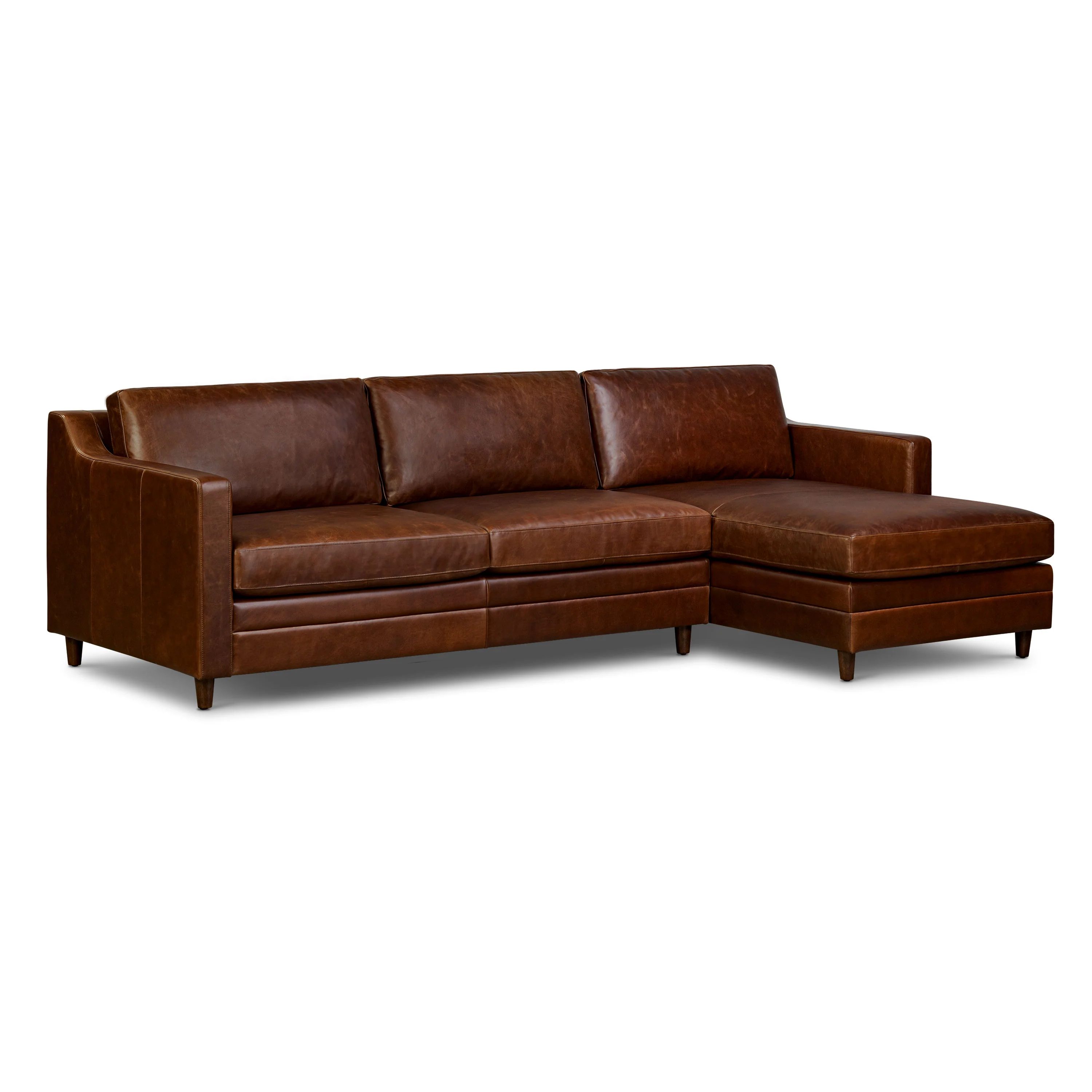 Harper 113.5" Leather Right-Facing Pull-Out Sleeper Sectional Sofa | Oscuro Brown - Image 4
