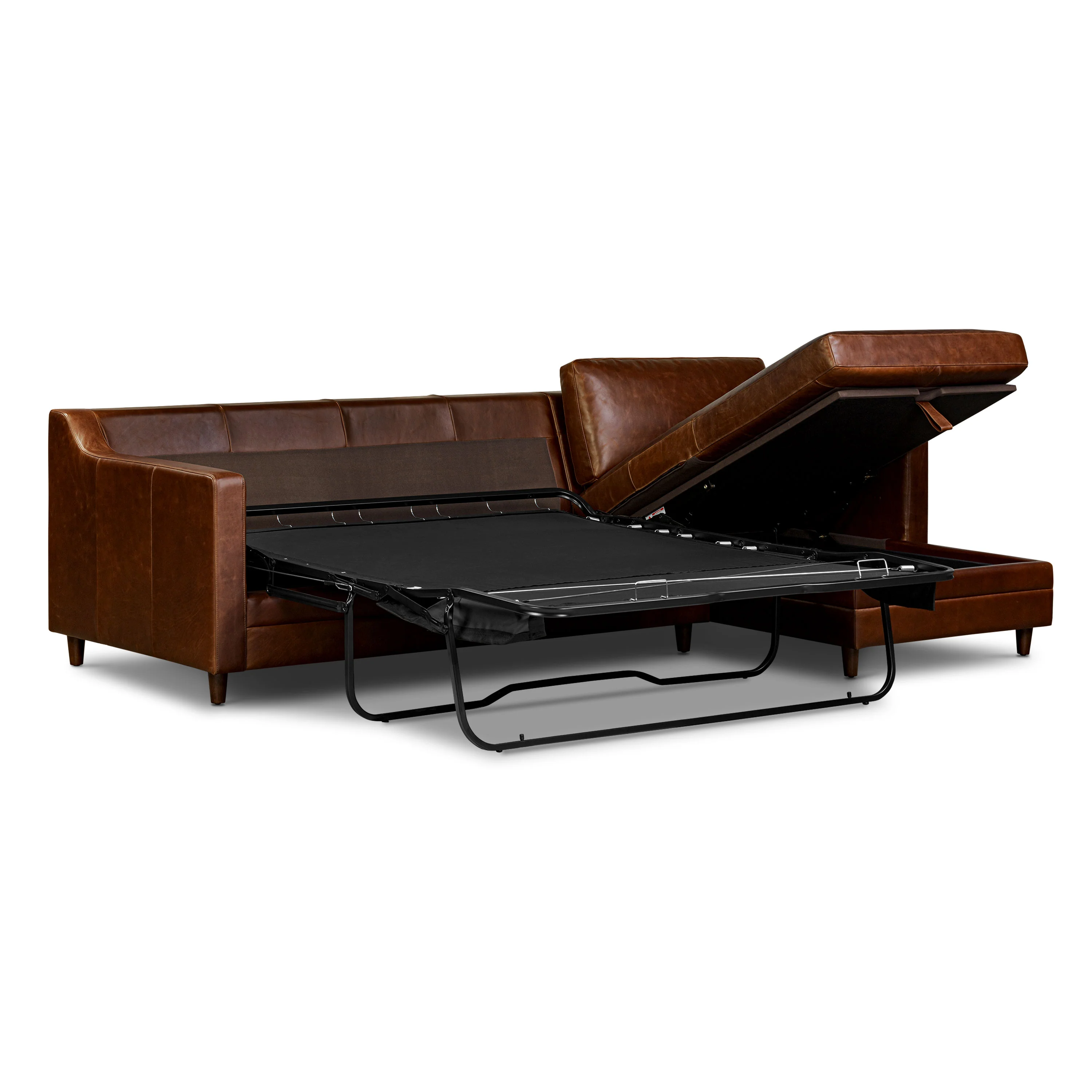 Harper 113.5" Leather Right-Facing Pull-Out Sleeper Sectional Sofa | Oscuro Brown - Image 6
