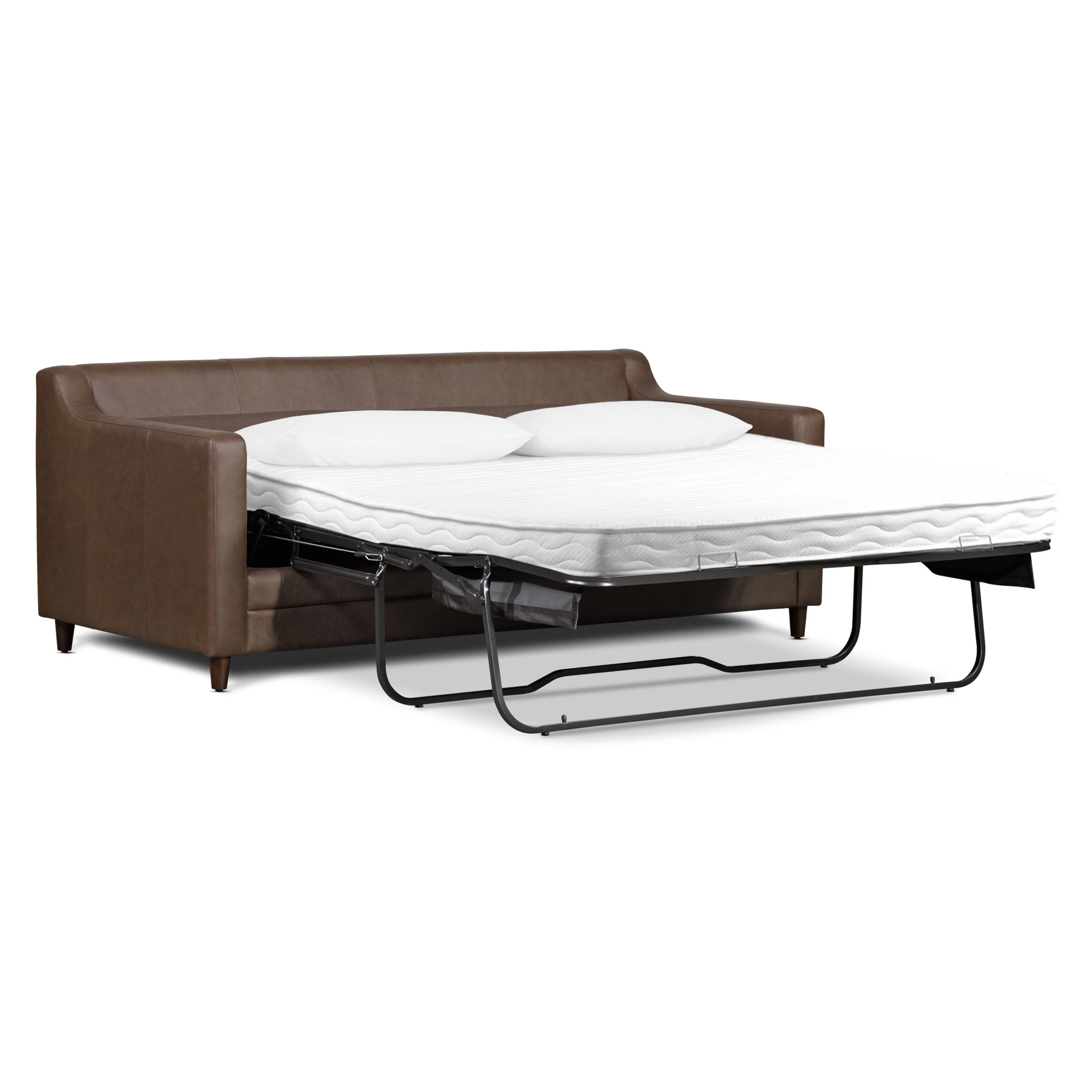 Harper Leather Pull-Out Convertible Sleeper Sofa (82") | Bridle Brown - Image 5