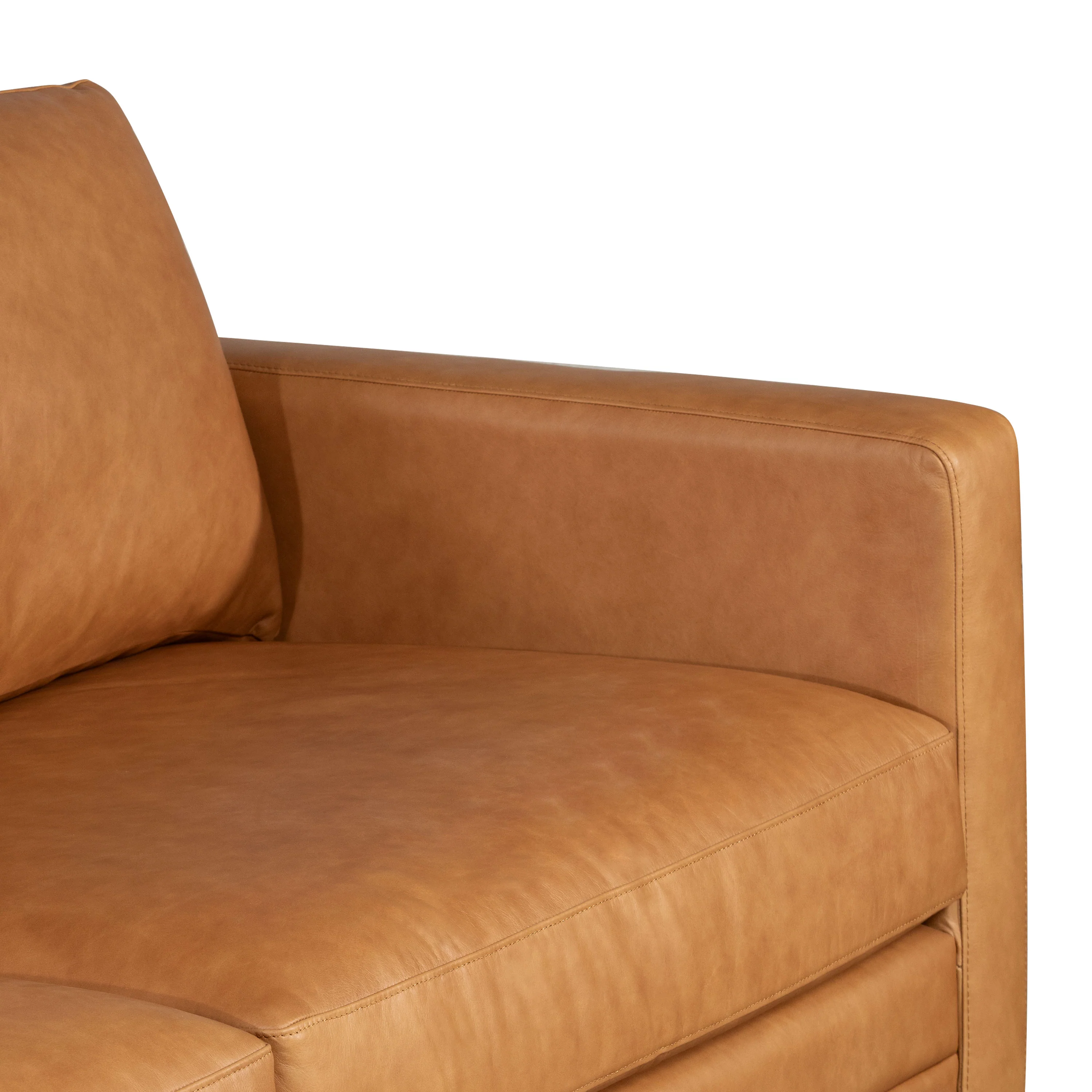 Harper 82" Leather Pull-Out Convertible Sleeper Sofa | Cognac Tan - Image 13