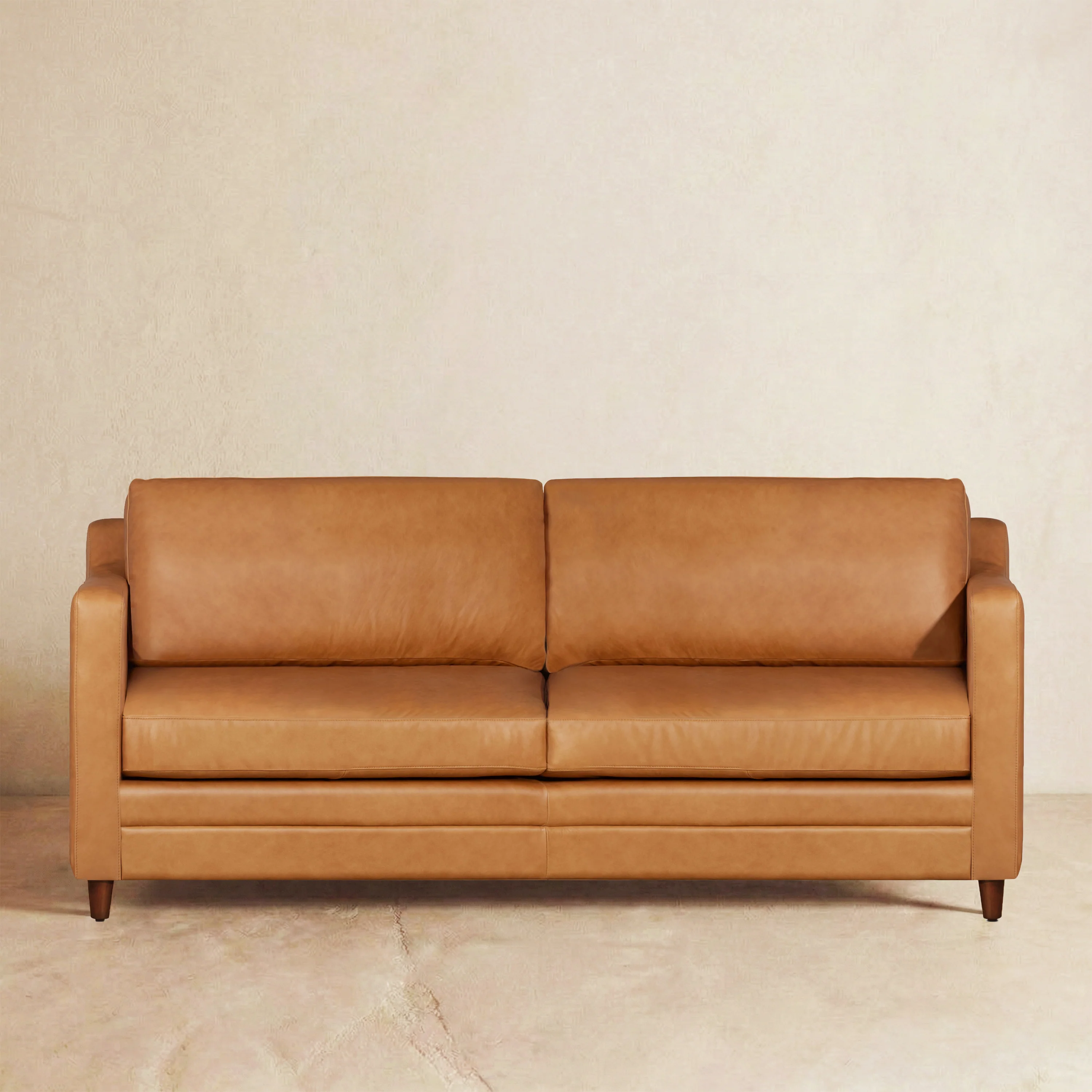 Harper 82" Leather Pull-Out Convertible Sleeper Sofa | Cognac Tan - Image 3