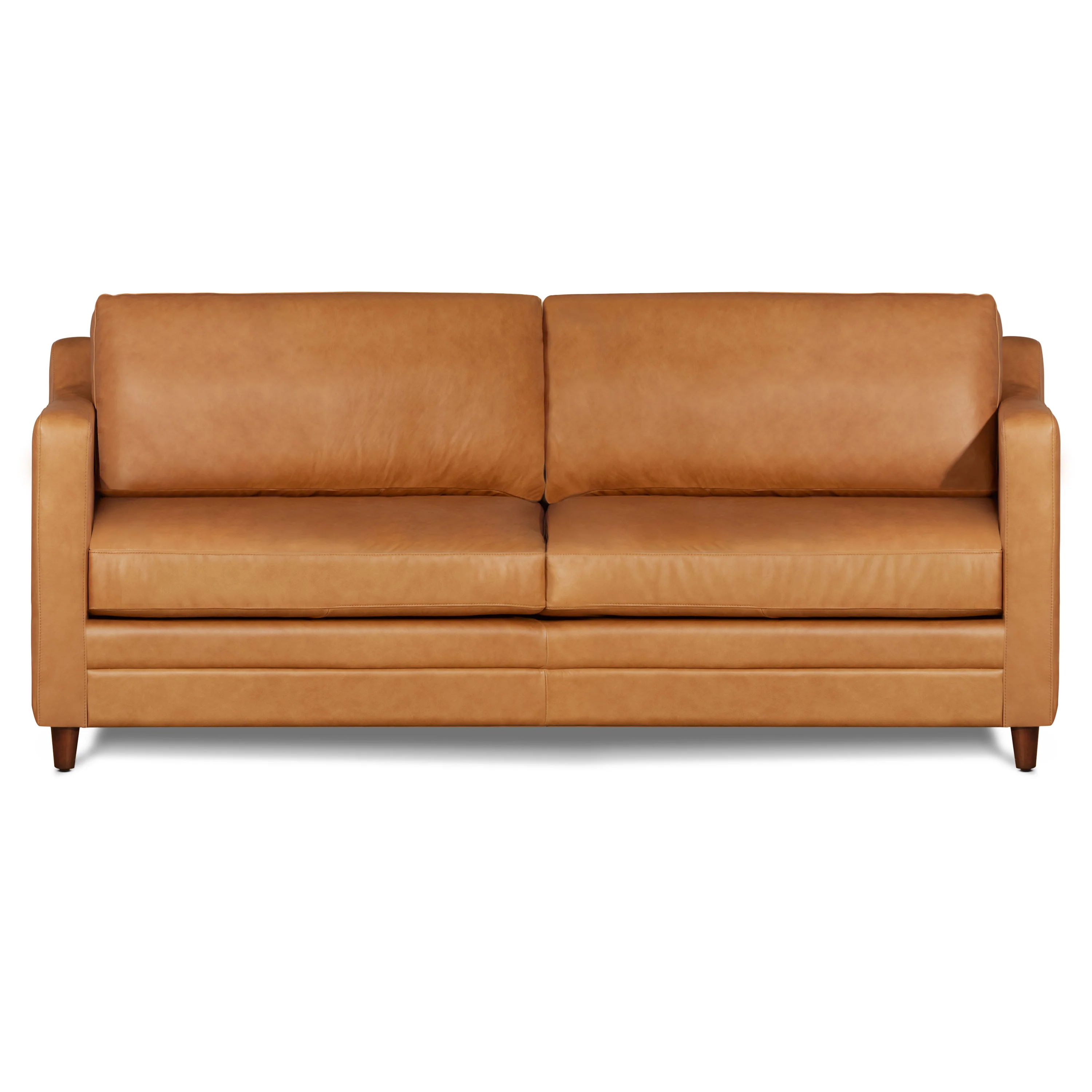 Harper 82" Leather Pull-Out Convertible Sleeper Sofa | Cognac Tan - Image 4