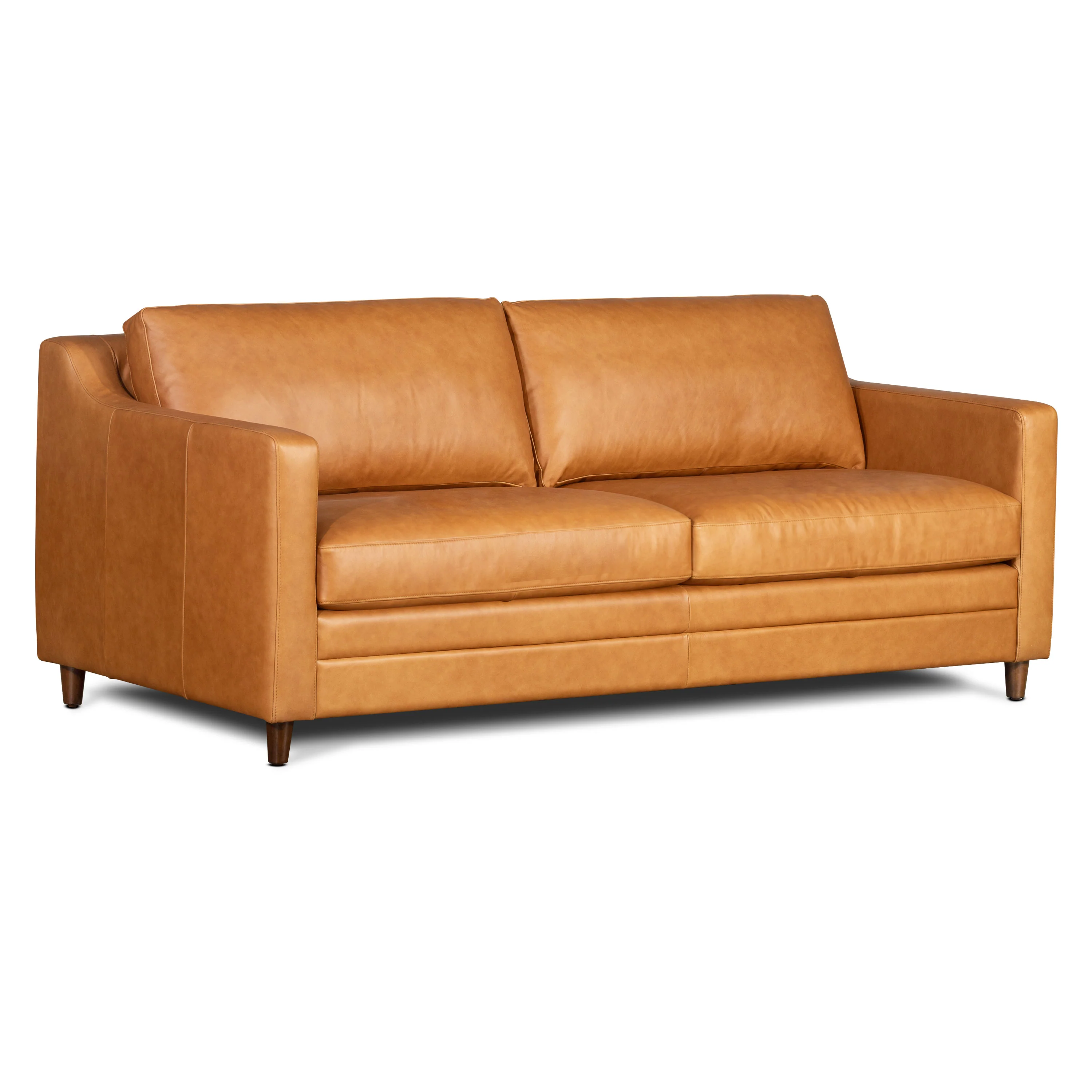 Harper 82" Leather Pull-Out Convertible Sleeper Sofa | Cognac Tan - Image 5