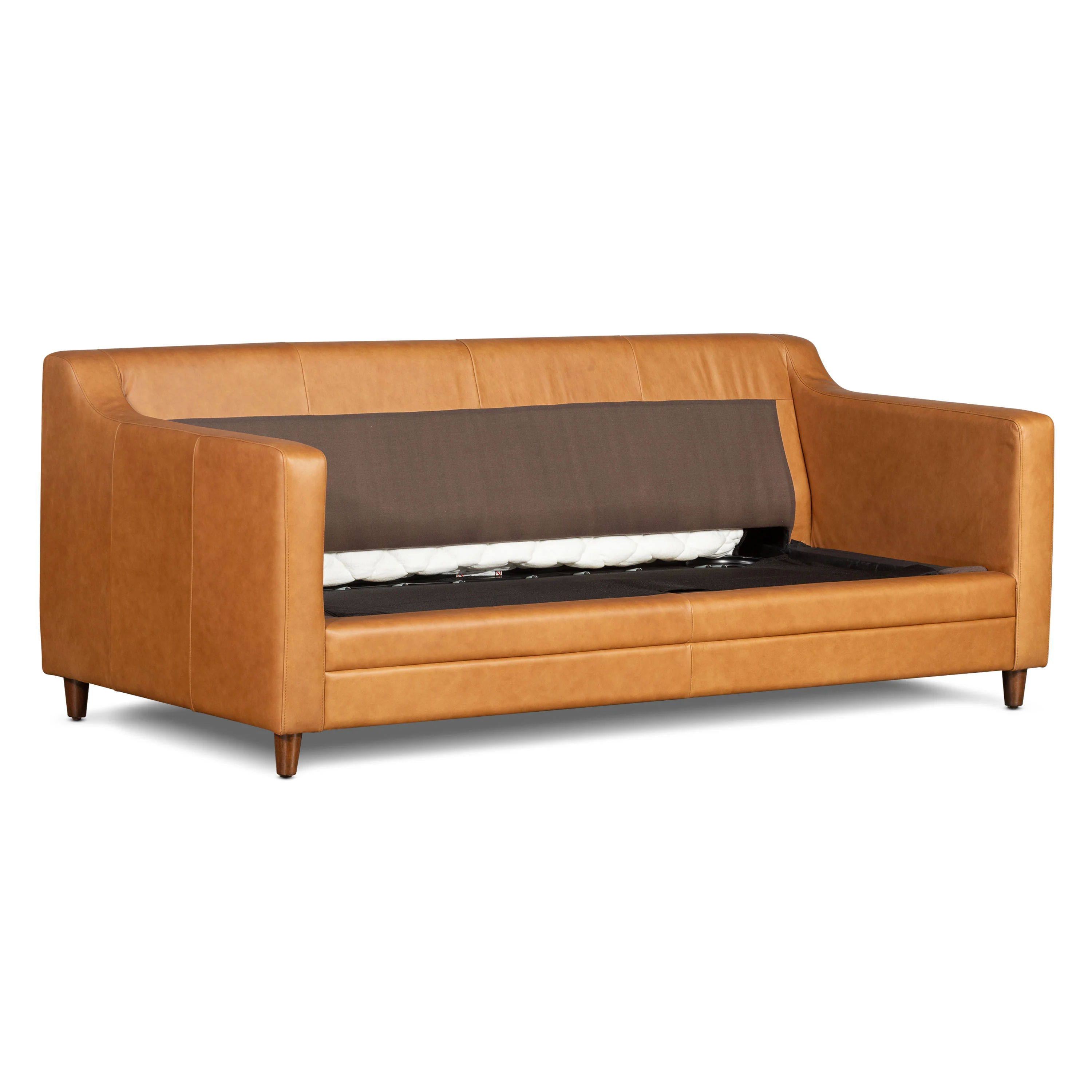Harper 82" Leather Pull-Out Convertible Sleeper Sofa | Cognac Tan - Image 6