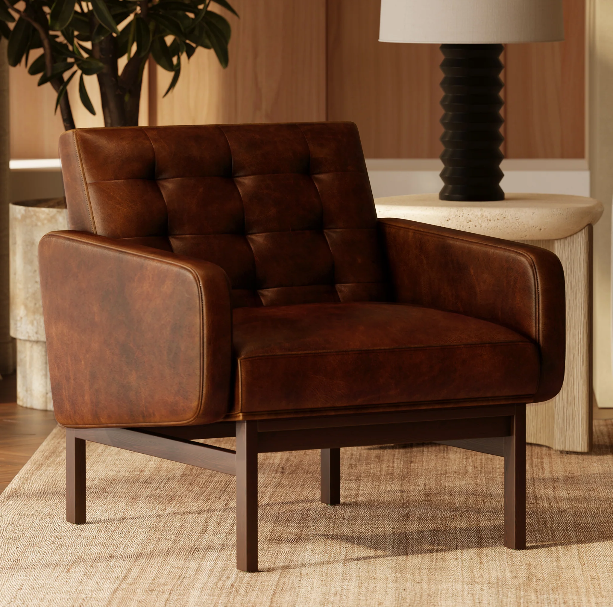 Herstal Leather Lounge Chair | Oscuro Brown - Image 2