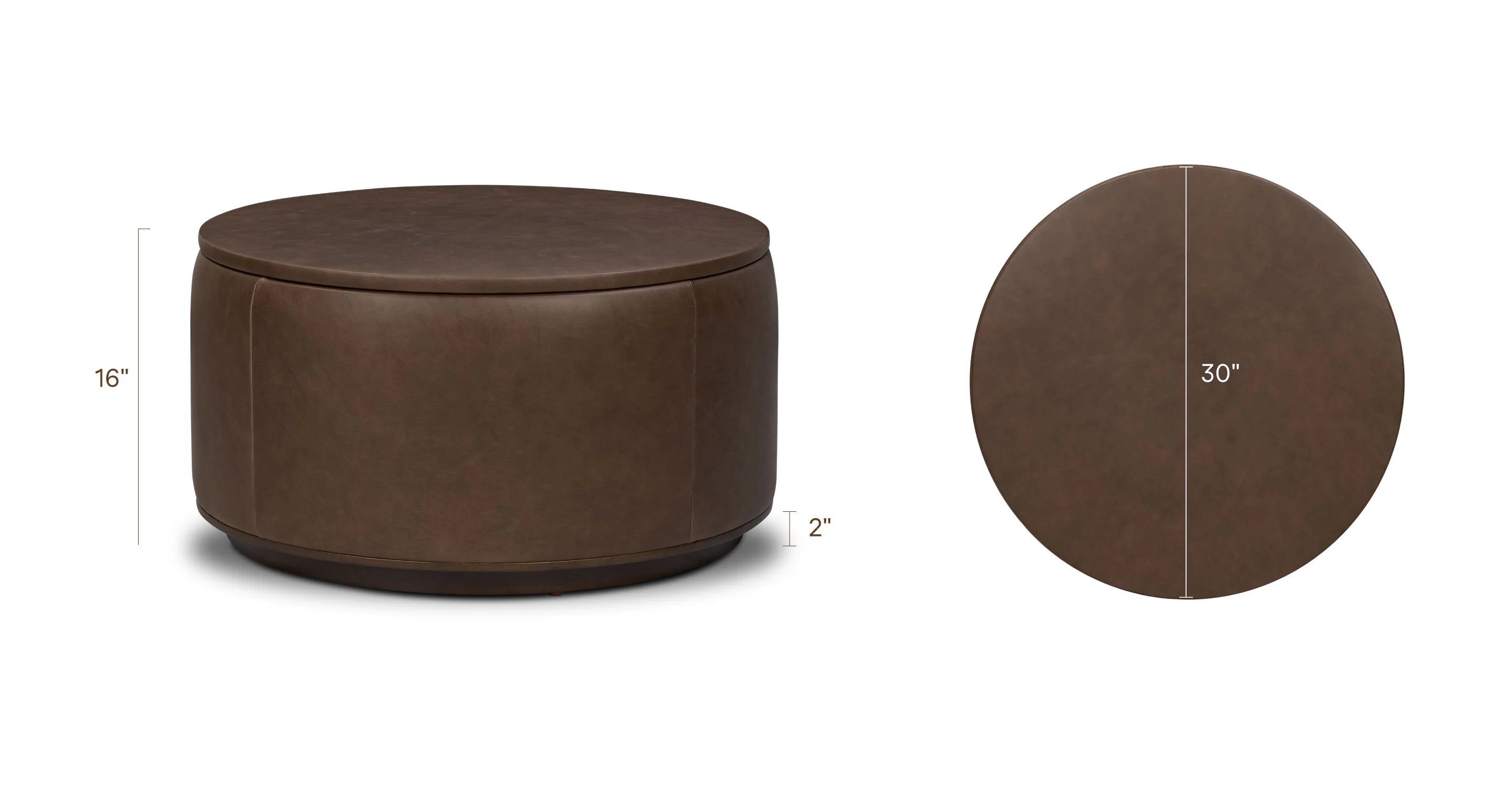 Herve Leather Storage Ottoman | Cocoa Brown - Image 18